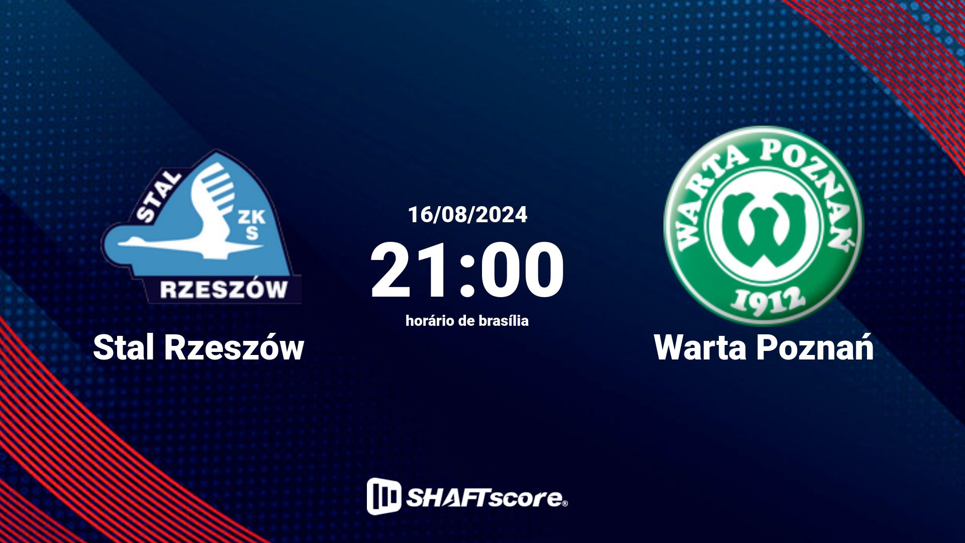 Estatísticas do jogo Stal Rzeszów vs Warta Poznań 16.08 21:00