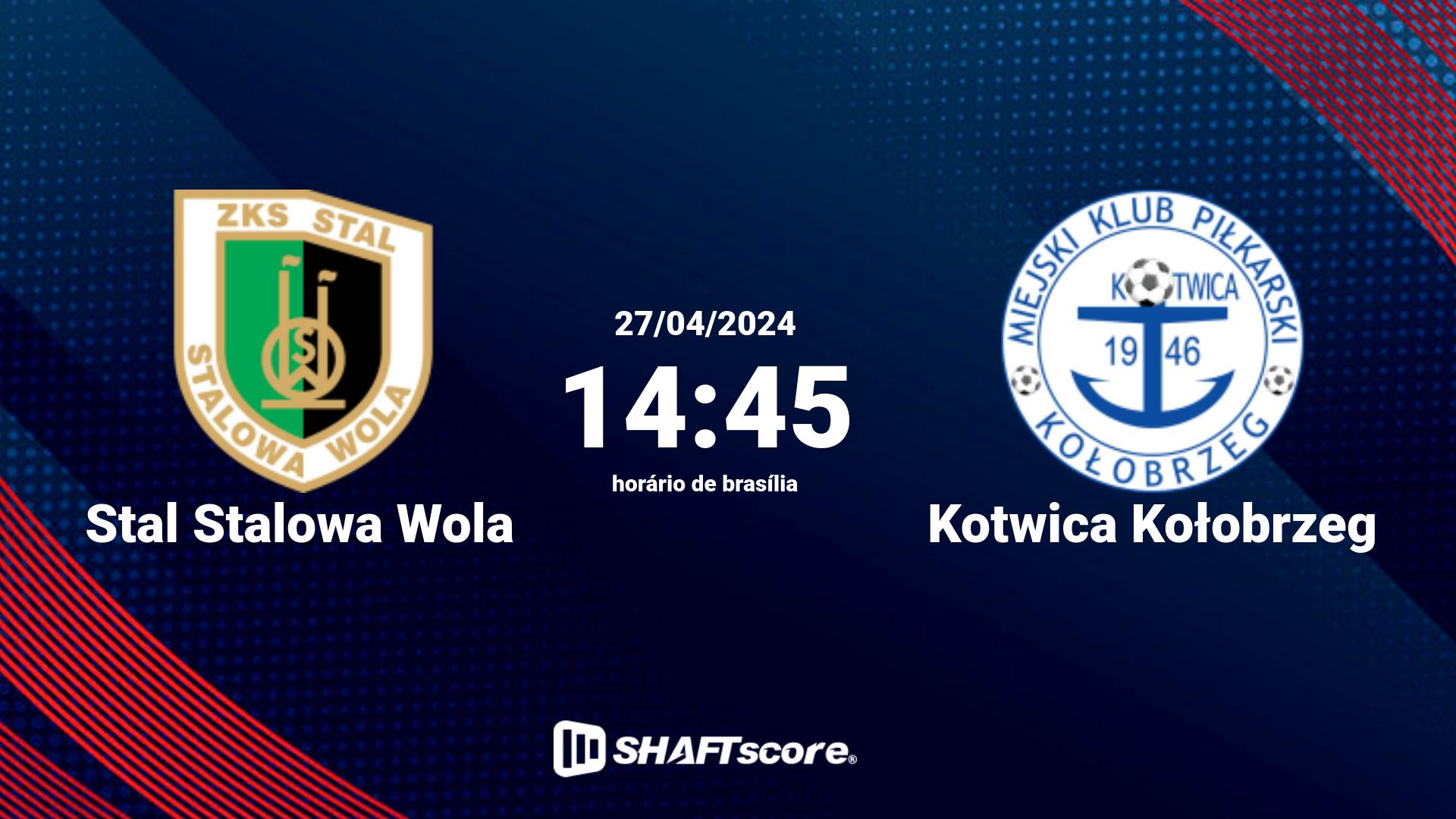 Estatísticas do jogo Stal Stalowa Wola vs Kotwica Kołobrzeg 27.04 14:45