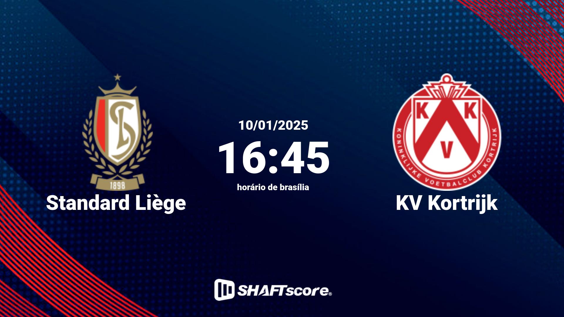 Estatísticas do jogo Standard Liège vs KV Kortrijk 10.01 16:45