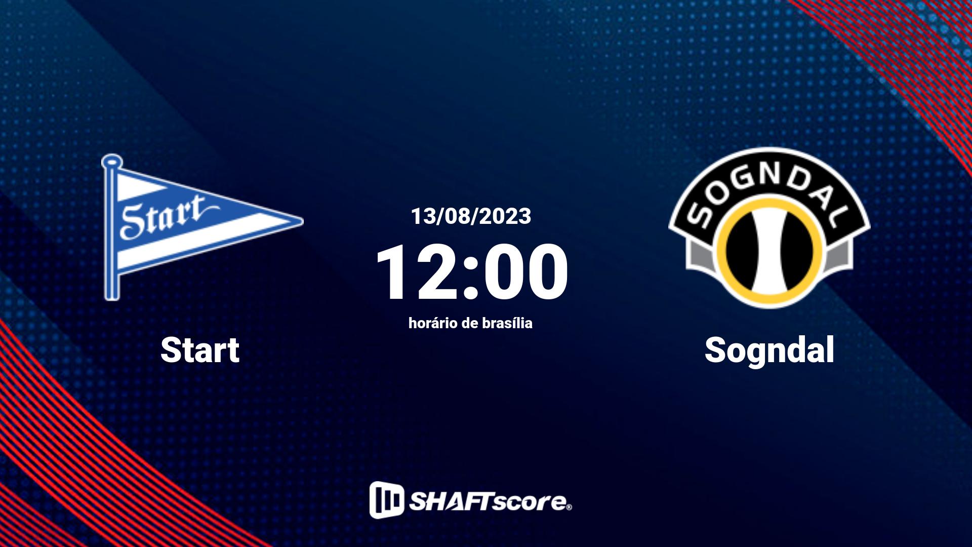 Estatísticas do jogo Start vs Sogndal 13.08 12:00