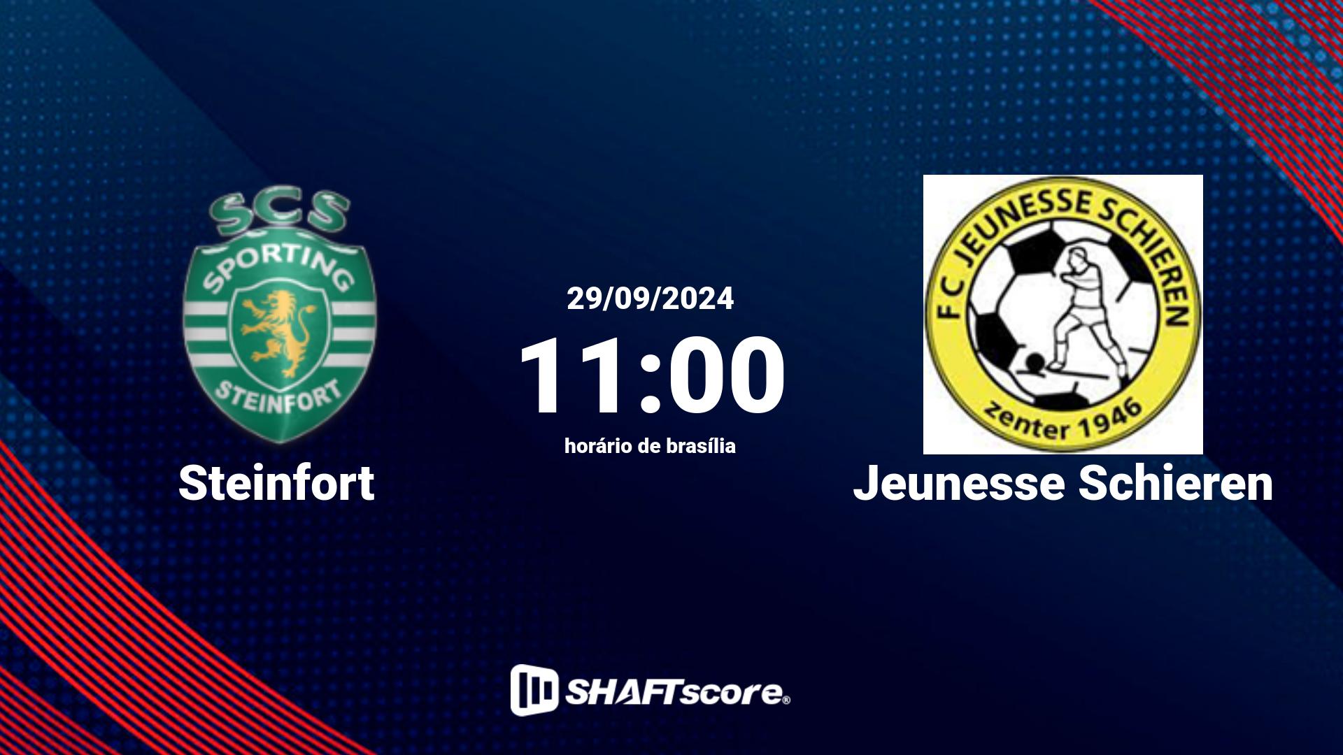 Estatísticas do jogo Steinfort vs Jeunesse Schieren 29.09 11:00