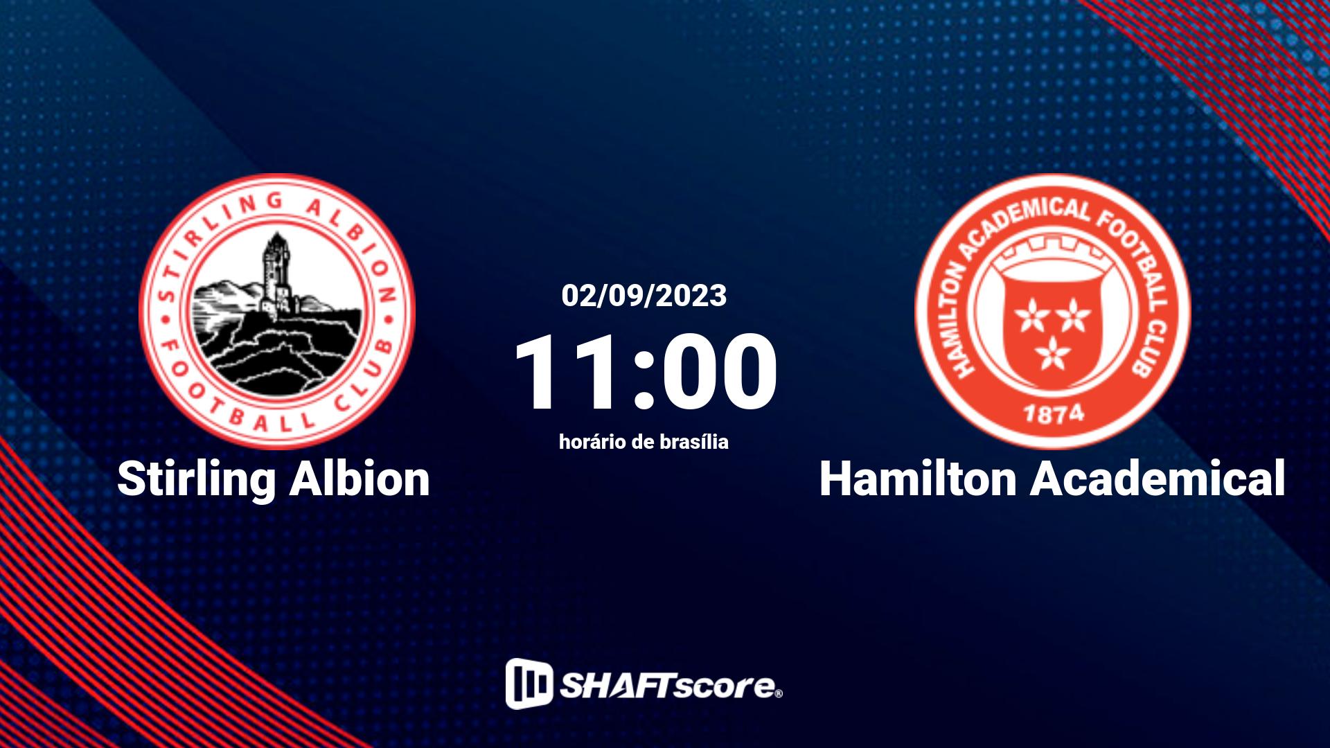 Estatísticas do jogo Stirling Albion vs Hamilton Academical 02.09 11:00