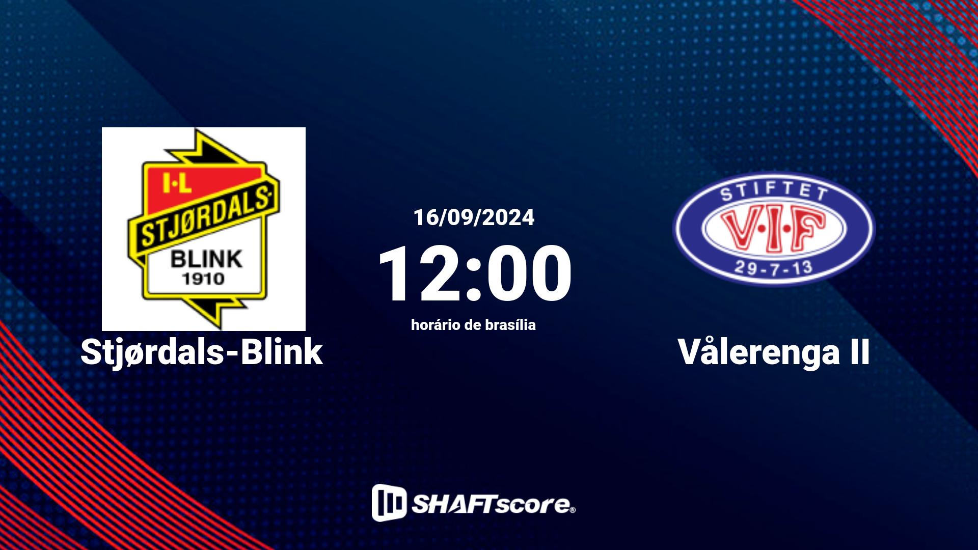 Estatísticas do jogo Stjørdals-Blink vs Vålerenga II 16.09 12:00