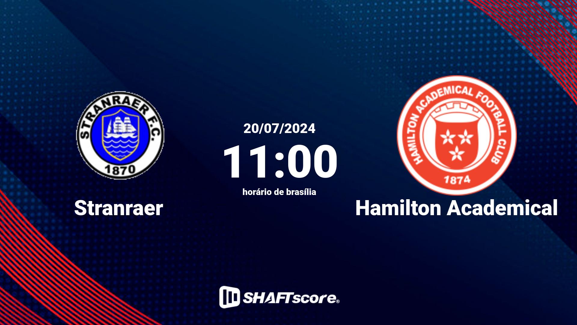 Estatísticas do jogo Stranraer vs Hamilton Academical 20.07 11:00