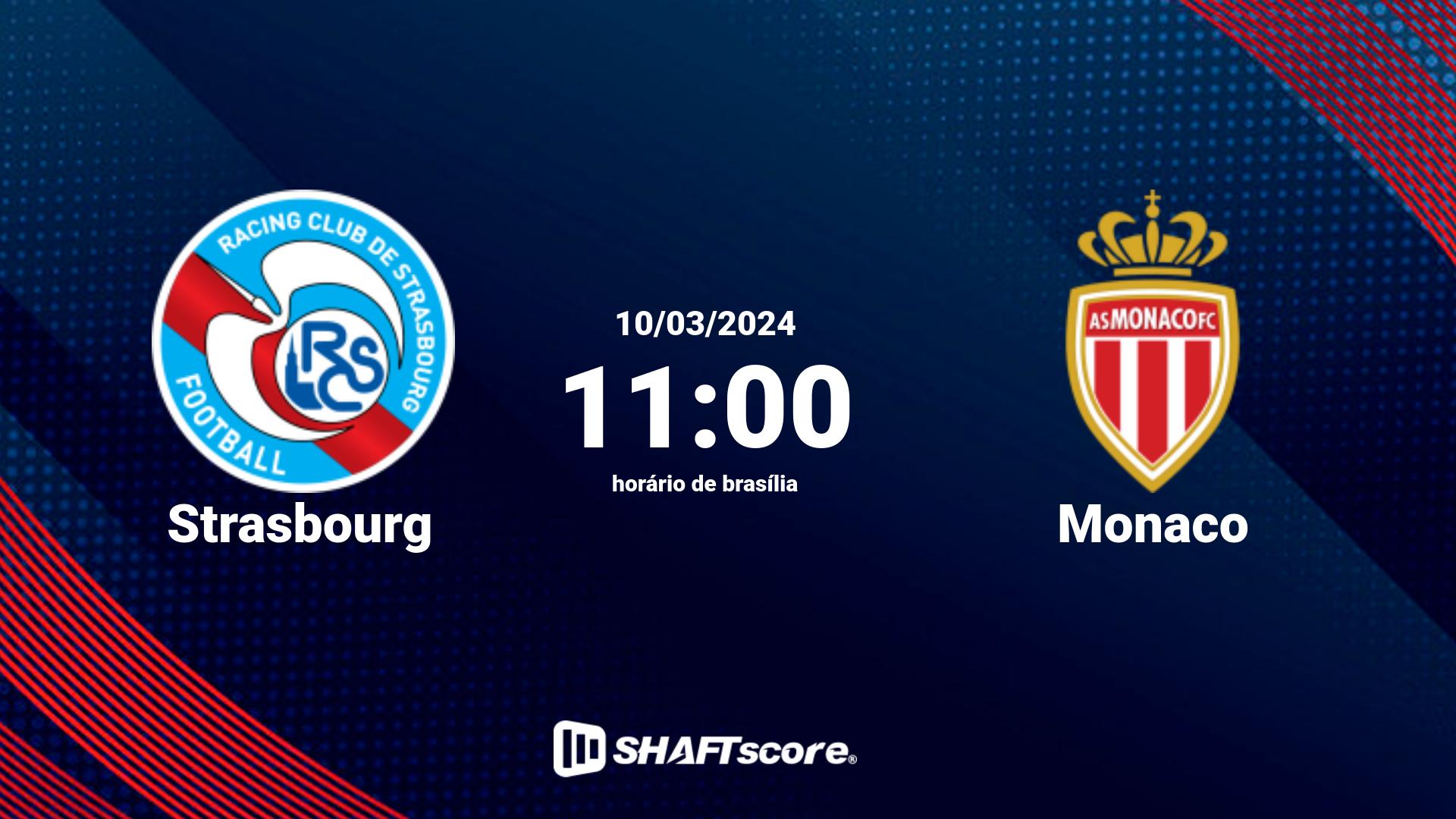 Estatísticas do jogo Strasbourg vs Monaco 10.03 11:00