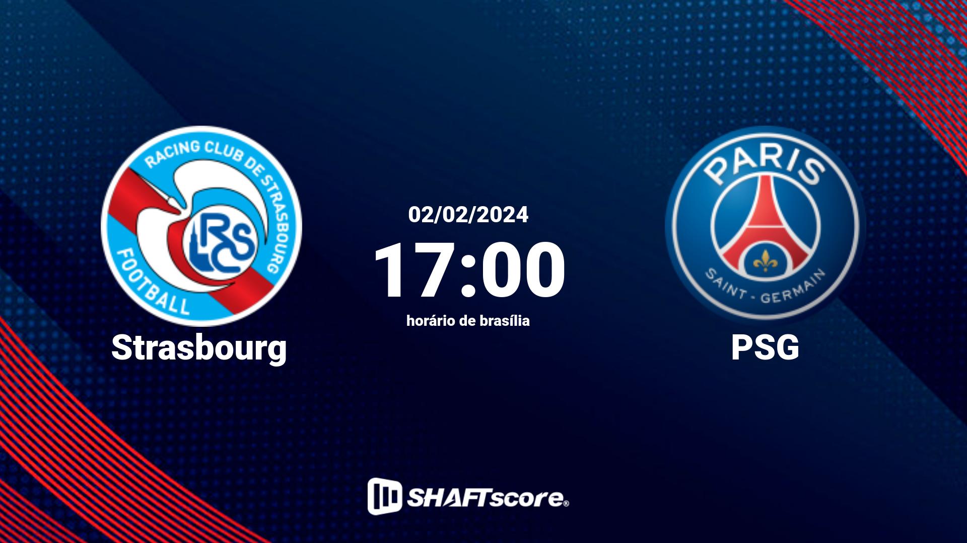 Estatísticas do jogo Strasbourg vs PSG 02.02 17:00