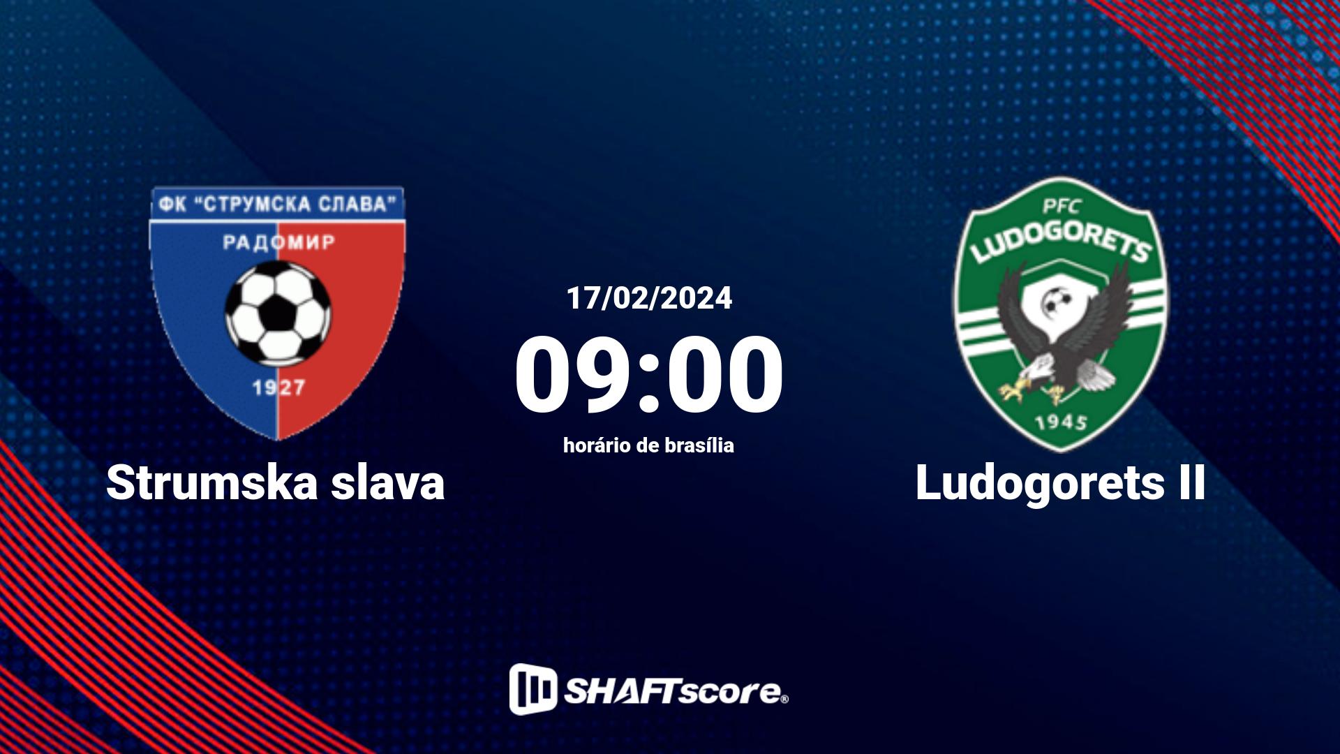 Estatísticas do jogo Strumska slava vs Ludogorets II 17.02 09:00