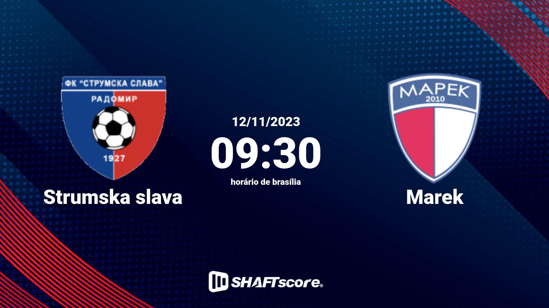 Estatísticas do jogo Strumska slava vs Marek 12.11 09:30