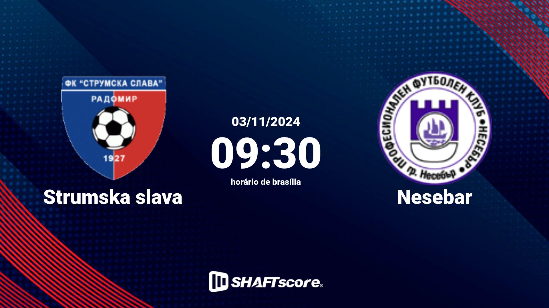 Estatísticas do jogo Strumska slava vs Nesebar 03.11 09:30