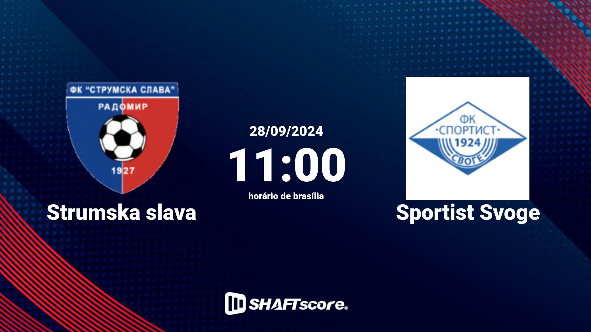 Estatísticas do jogo Strumska slava vs Sportist Svoge 28.09 11:00