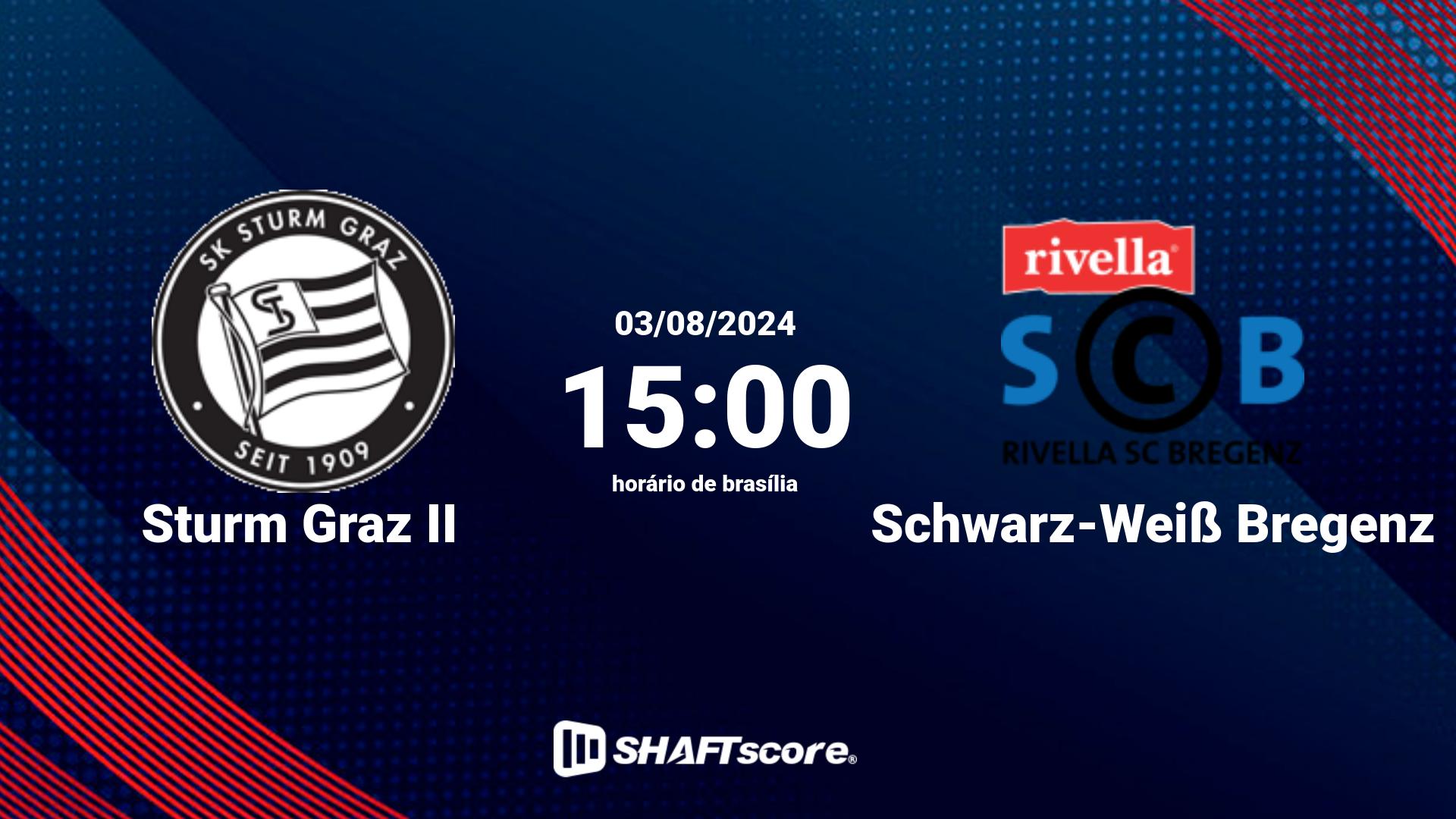 Estatísticas do jogo Sturm Graz II vs Schwarz-Weiß Bregenz 03.08 15:00