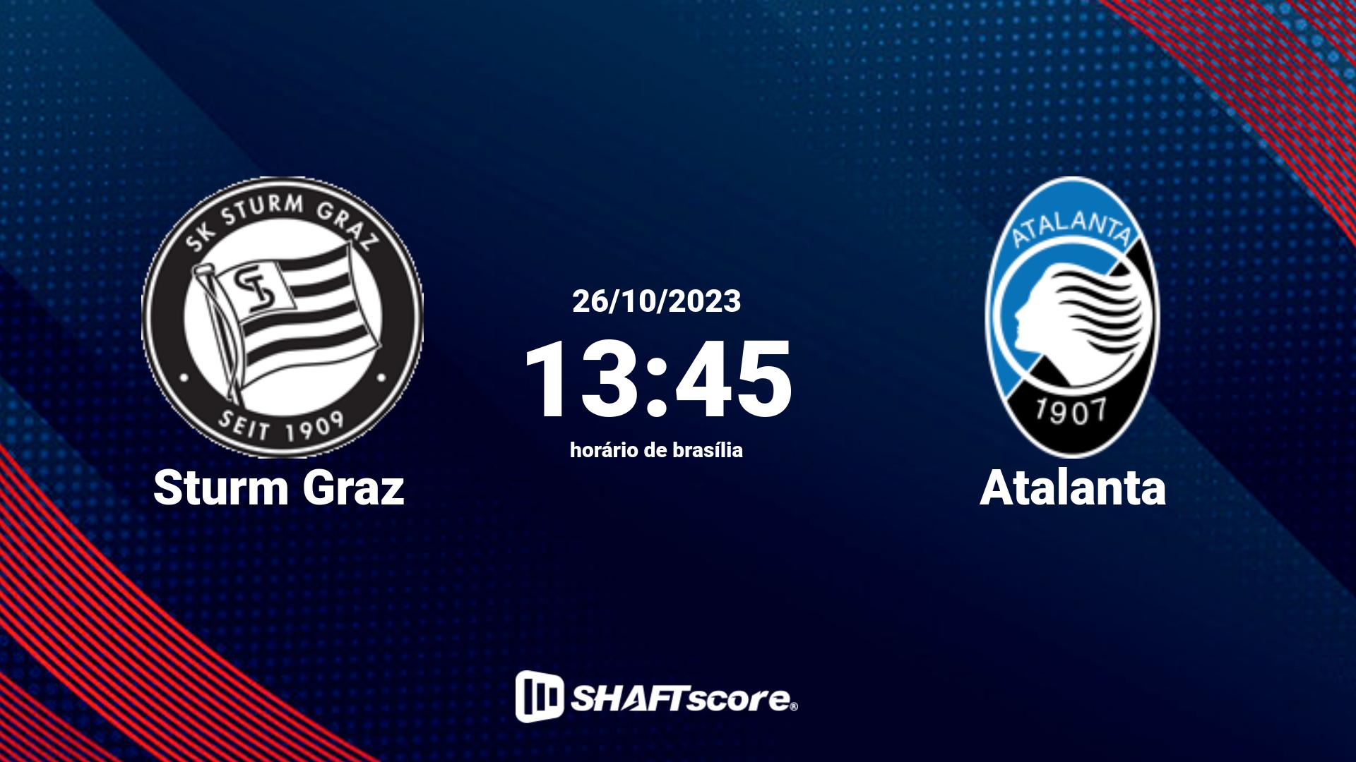 Estatísticas do jogo Sturm Graz vs Atalanta 26.10 13:45