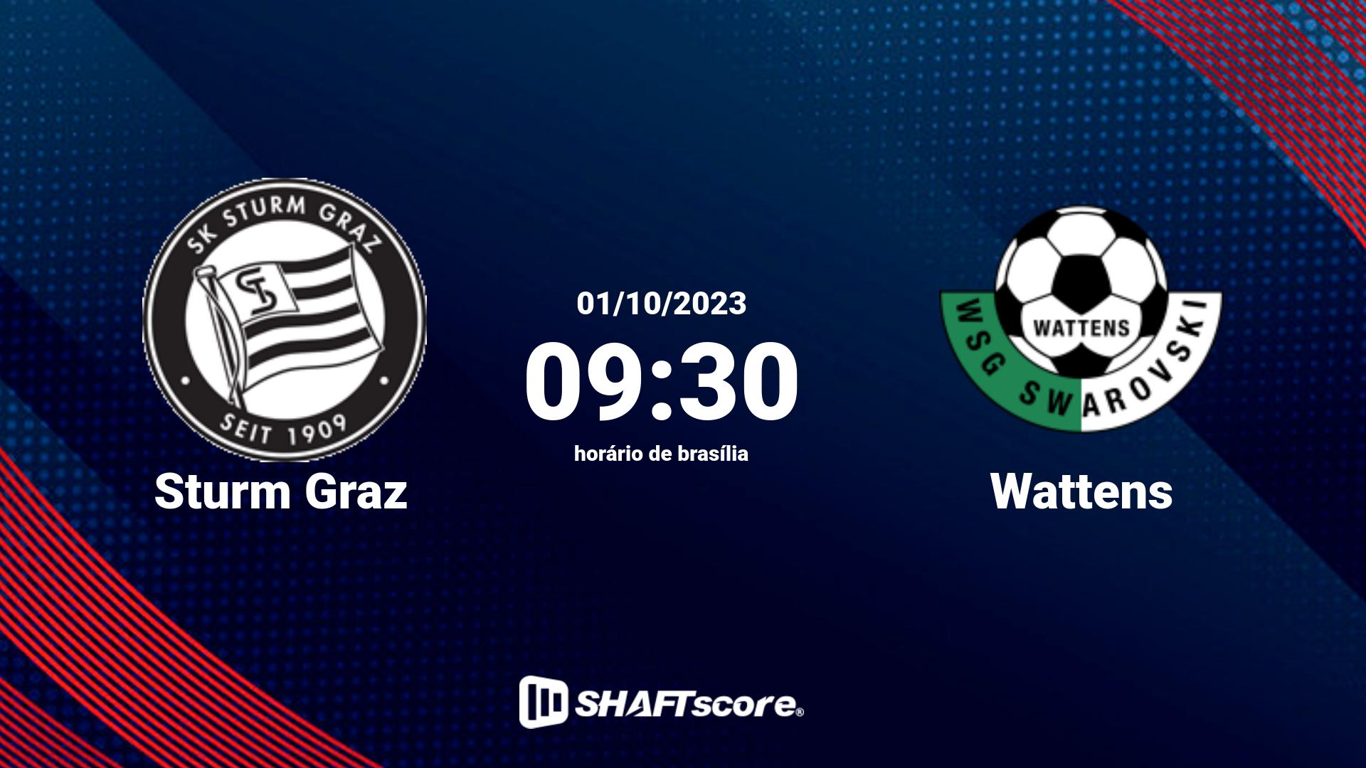 Estatísticas do jogo Sturm Graz vs Wattens 01.10 09:30