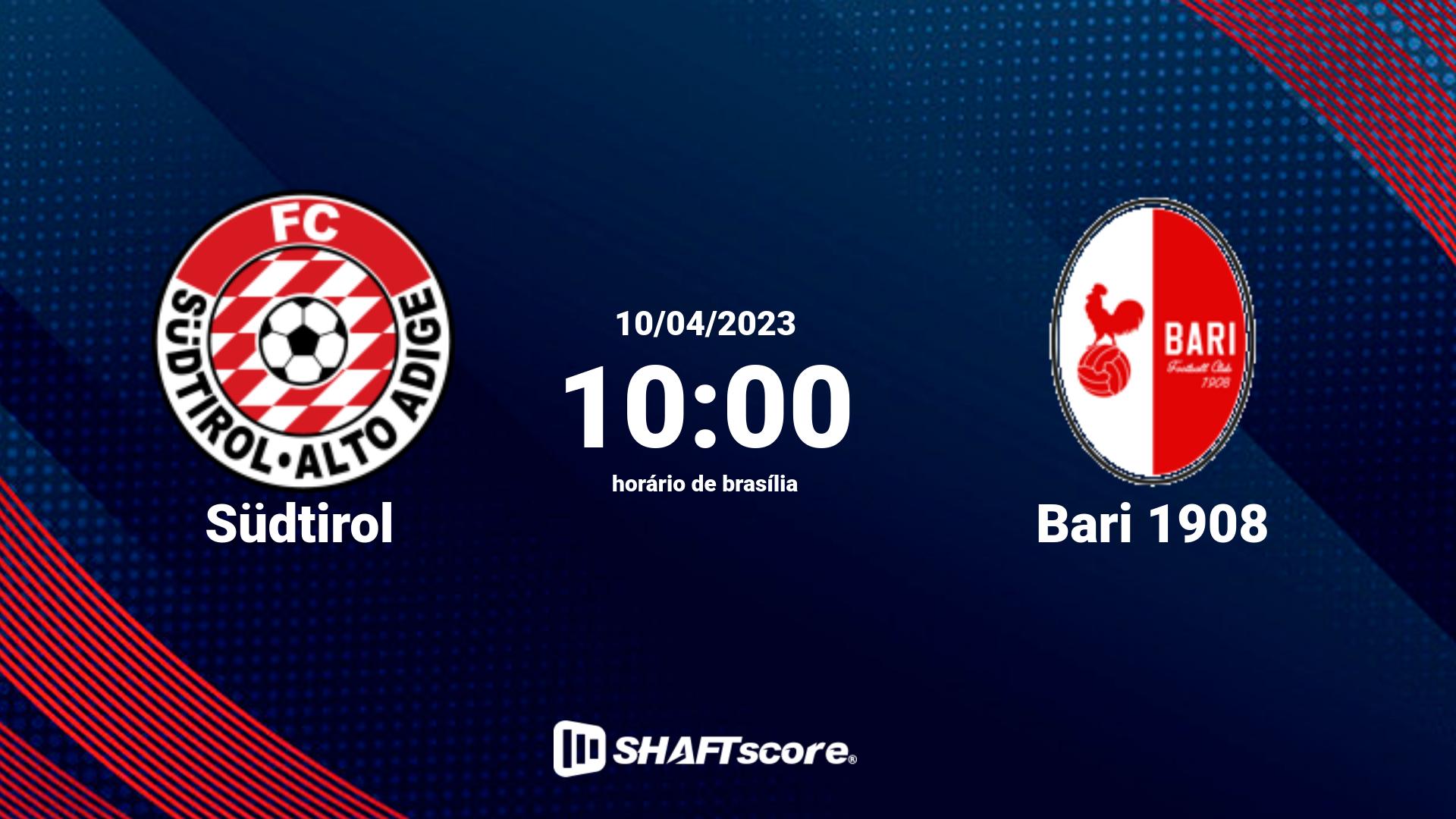 Estatísticas do jogo Südtirol vs Bari 1908 10.04 10:00