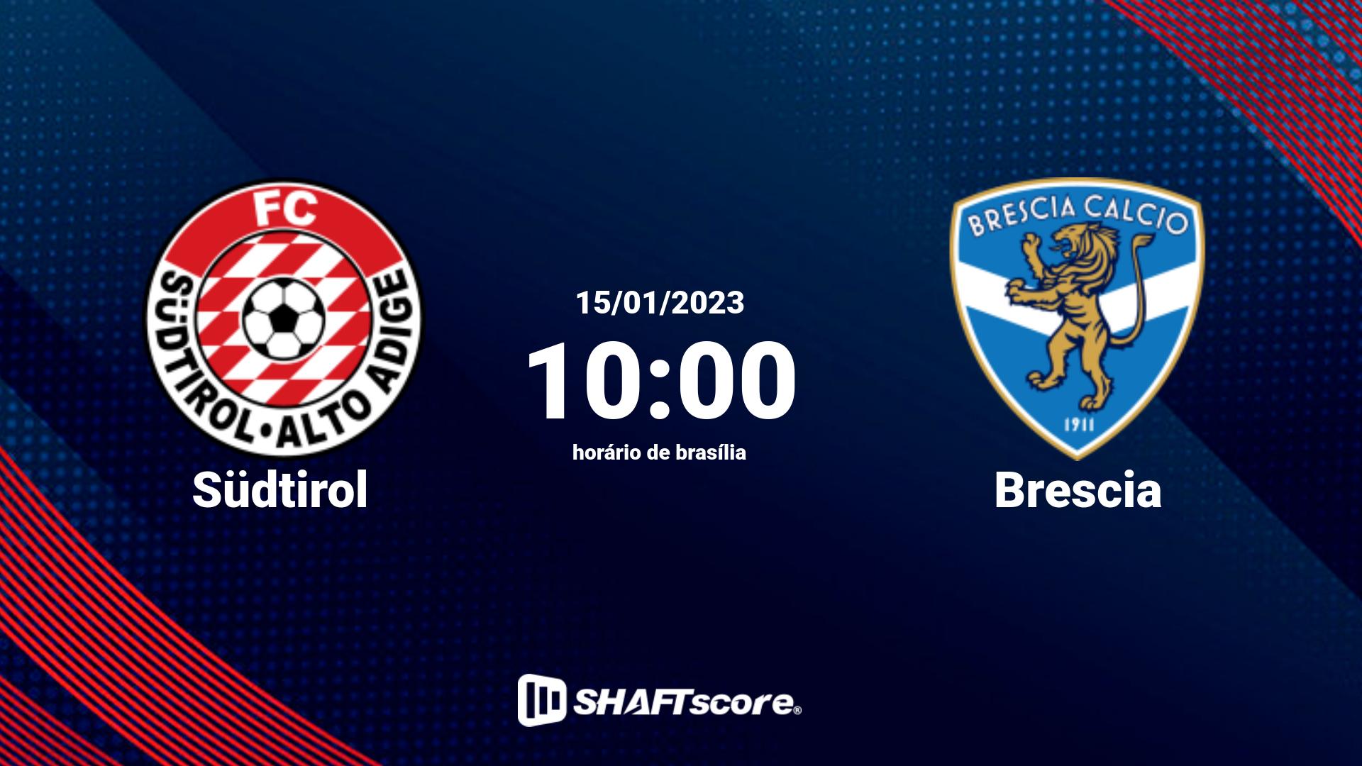 Estatísticas do jogo Südtirol vs Brescia 15.01 10:00