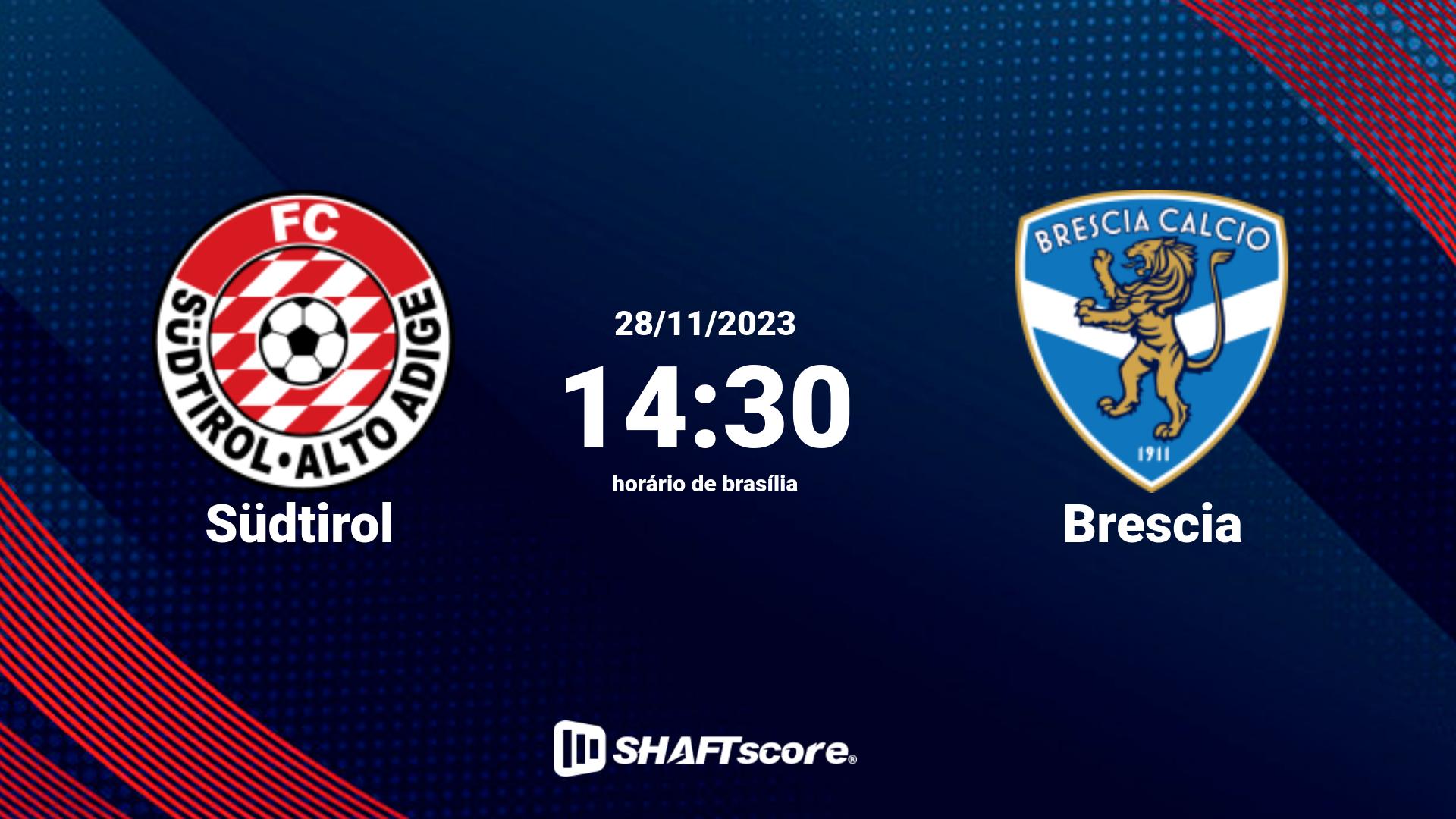 Estatísticas do jogo Südtirol vs Brescia 28.11 14:30