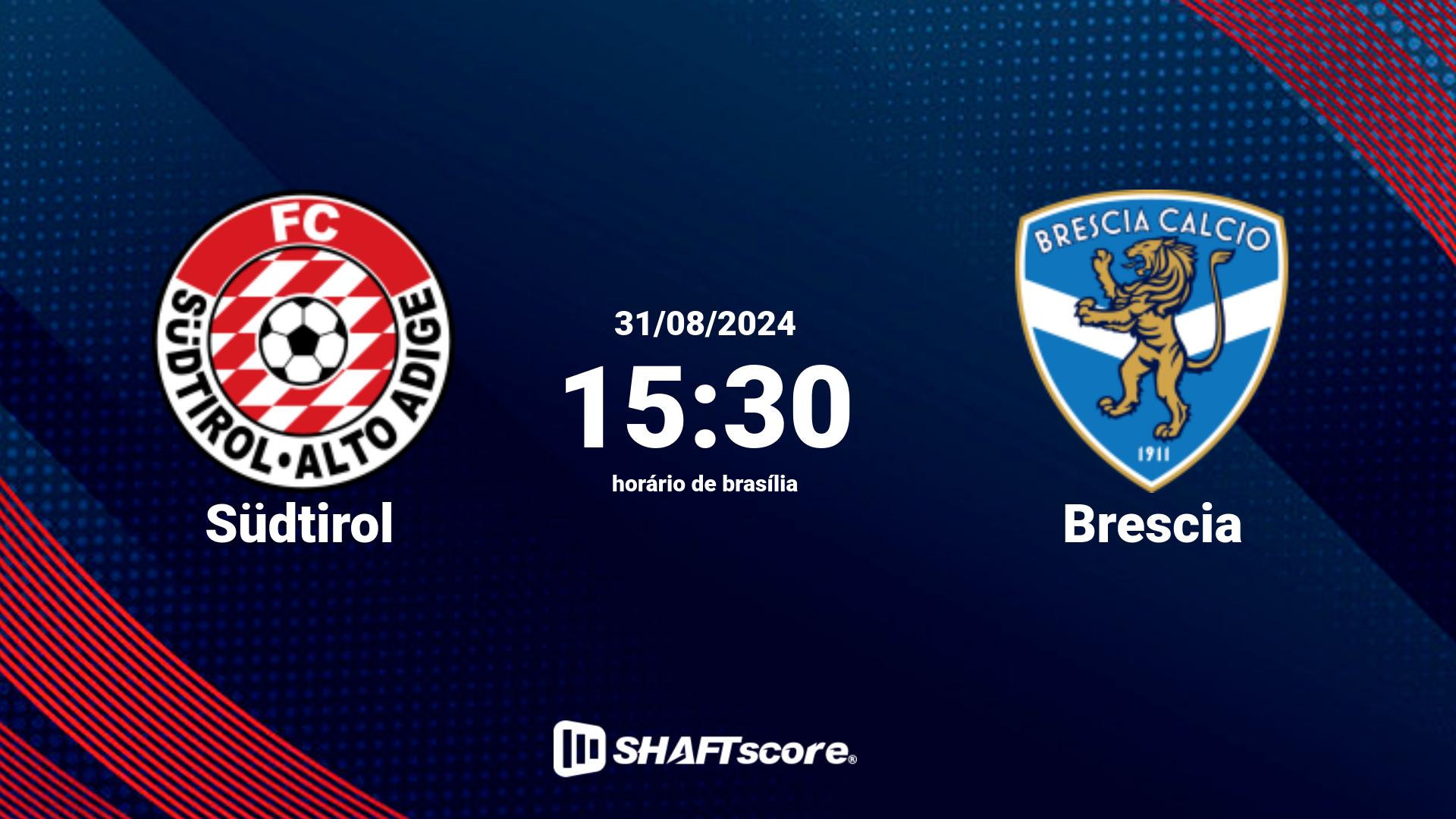 Estatísticas do jogo Südtirol vs Brescia 31.08 15:30