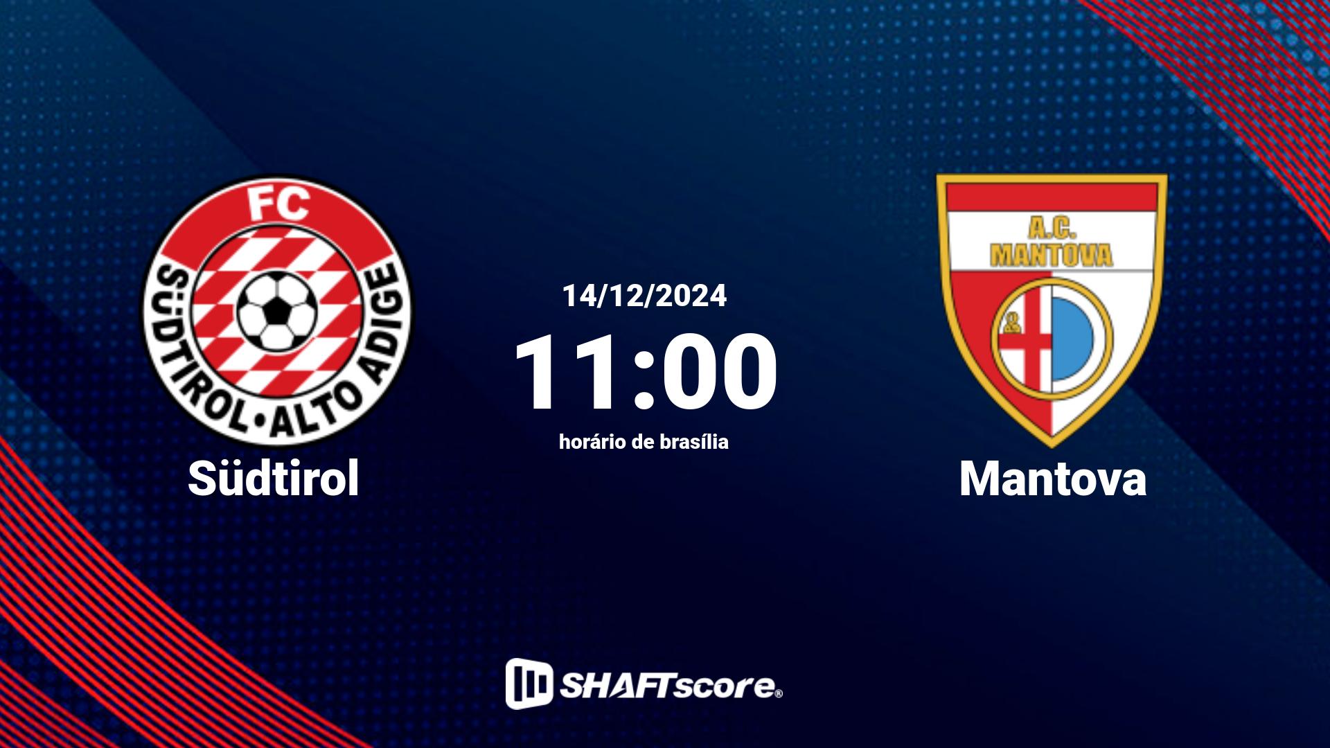 Estatísticas do jogo Südtirol vs Mantova 14.12 11:00