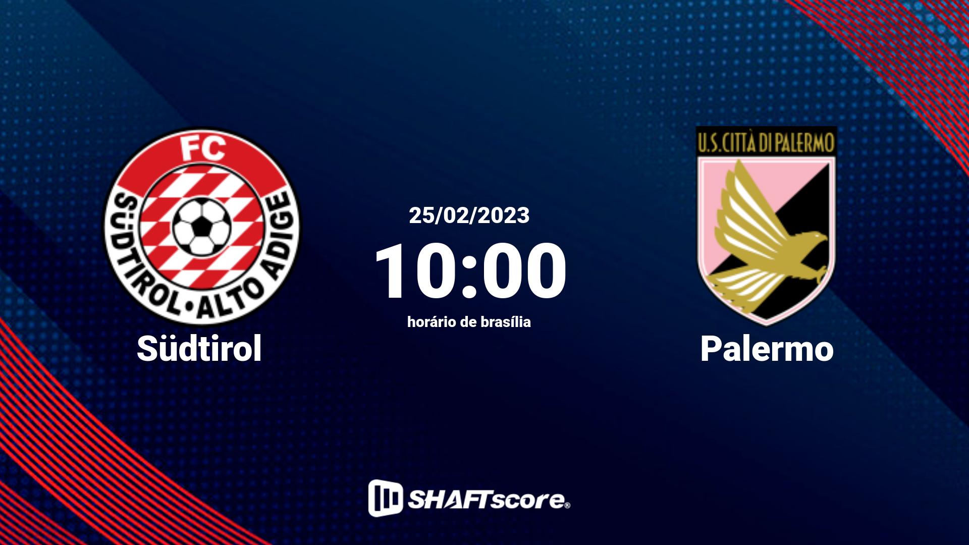 Estatísticas do jogo Südtirol vs Palermo 25.02 10:00