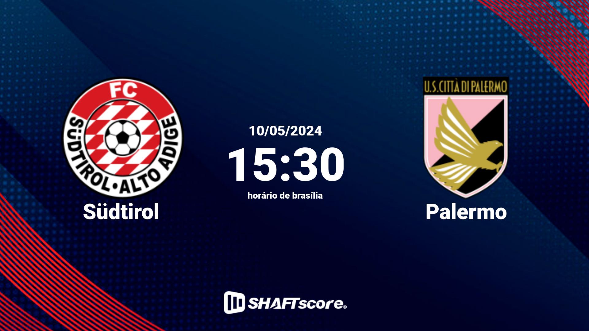 Estatísticas do jogo Südtirol vs Palermo 10.05 15:30