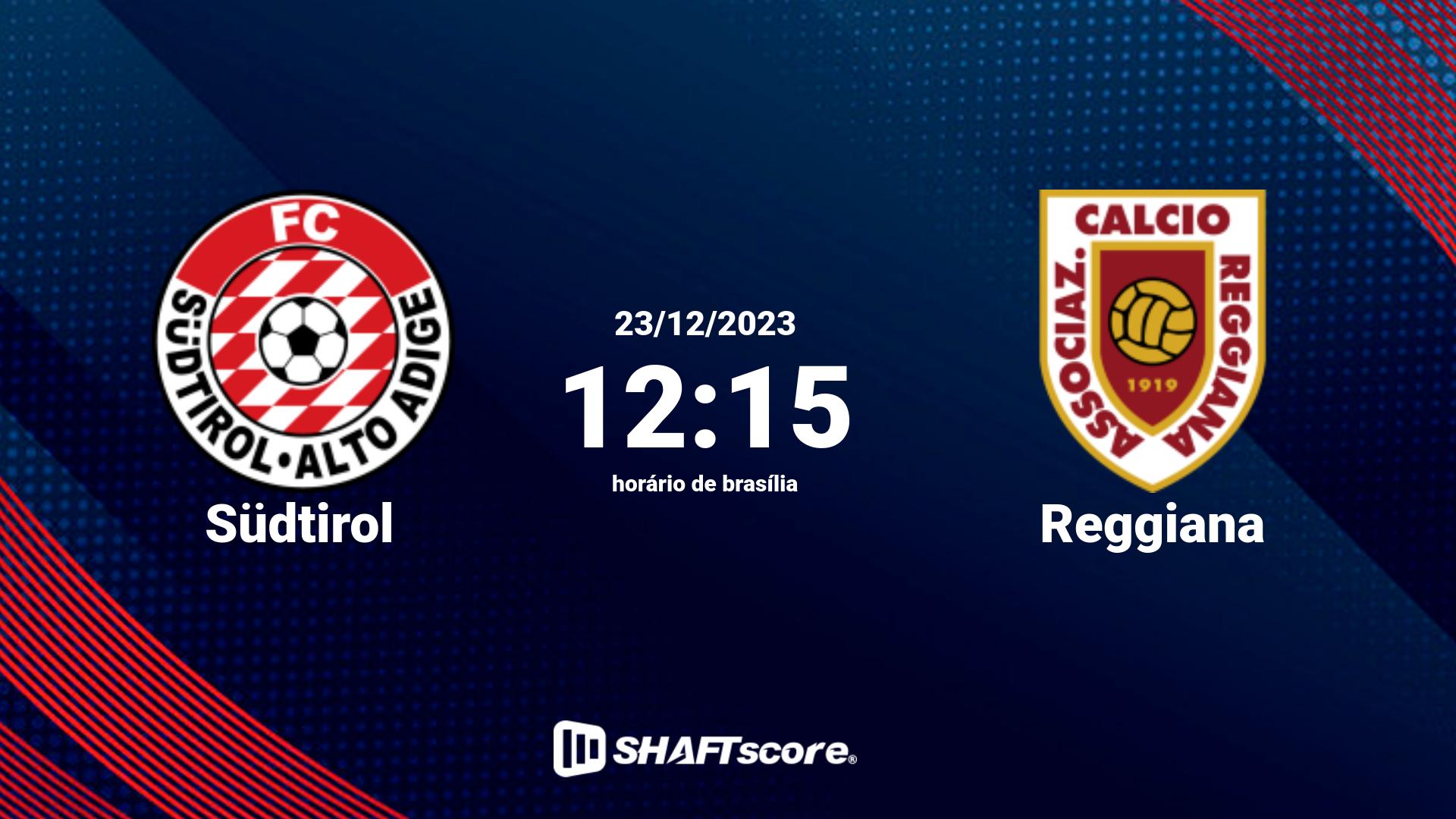 Estatísticas do jogo Südtirol vs Reggiana 23.12 12:15