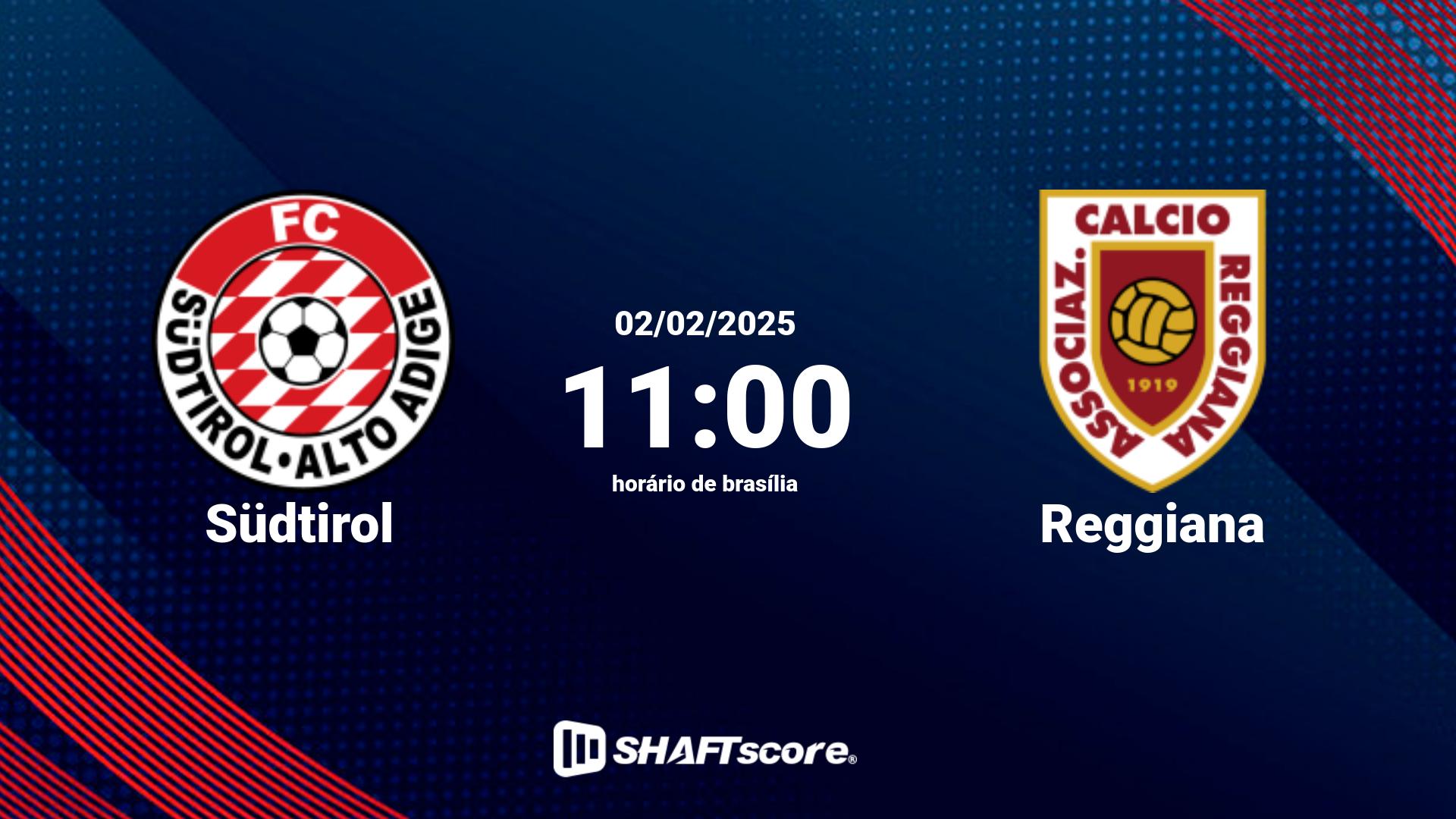 Estatísticas do jogo Südtirol vs Reggiana 02.02 11:00