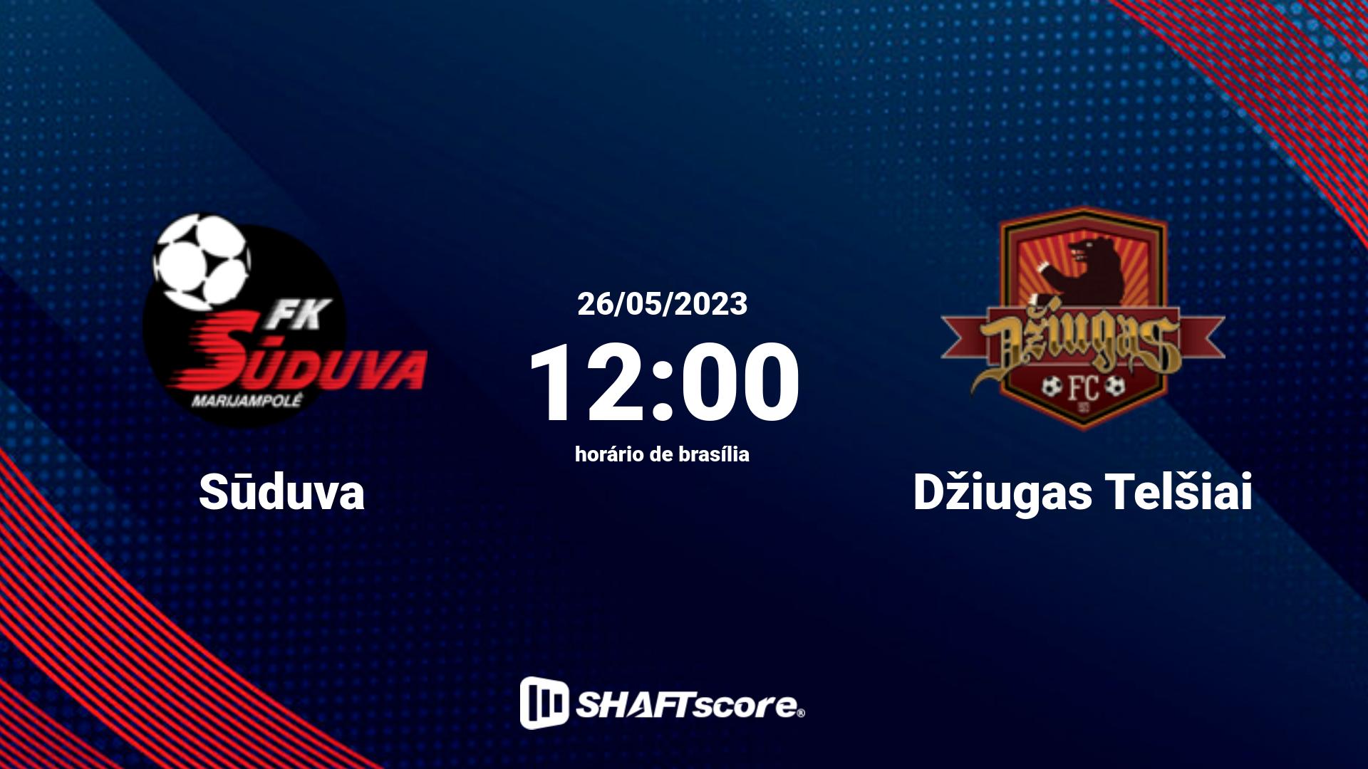 Estatísticas do jogo Sūduva vs Džiugas Telšiai 26.05 12:00