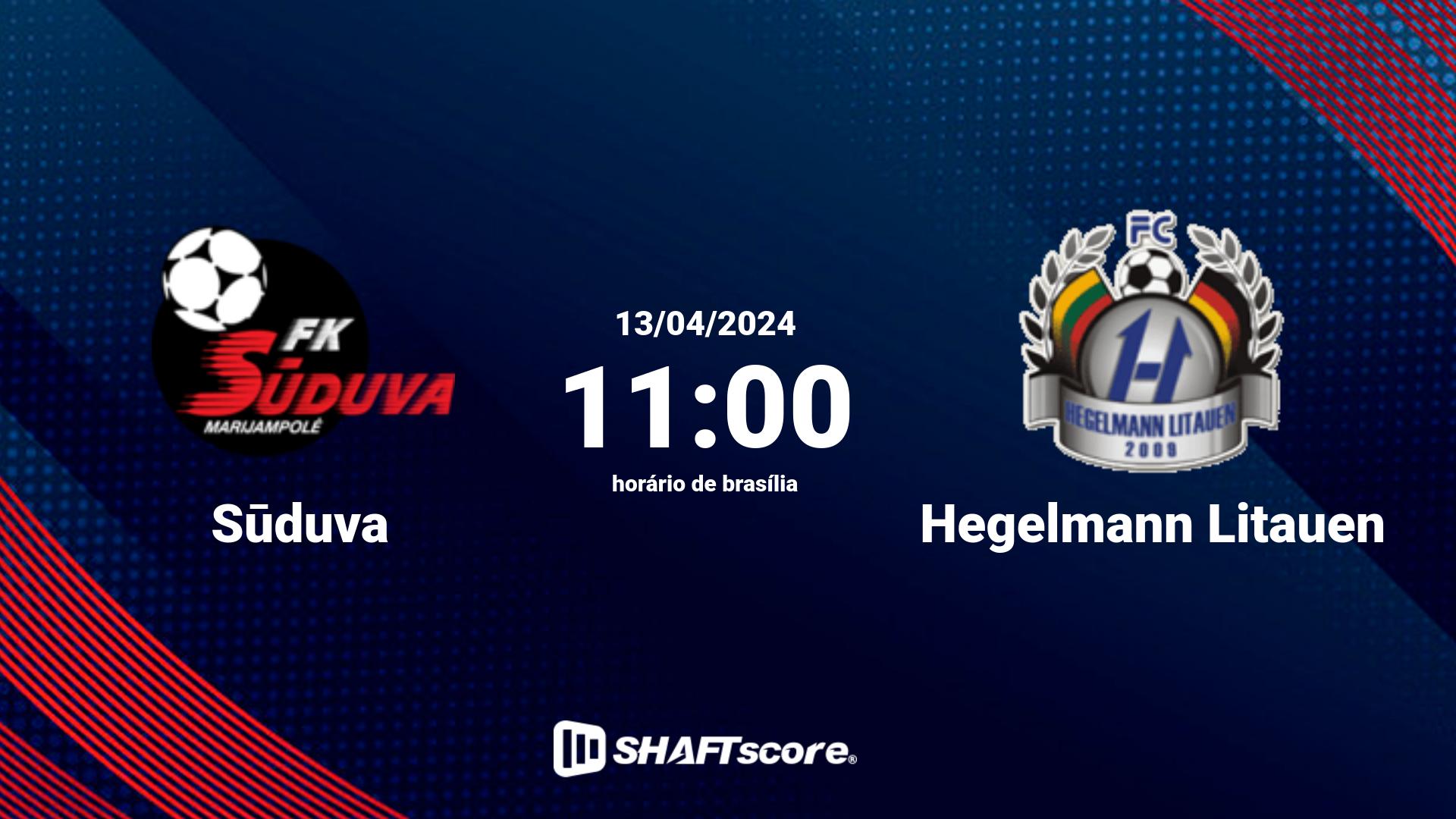 Estatísticas do jogo Sūduva vs Hegelmann Litauen 13.04 11:00