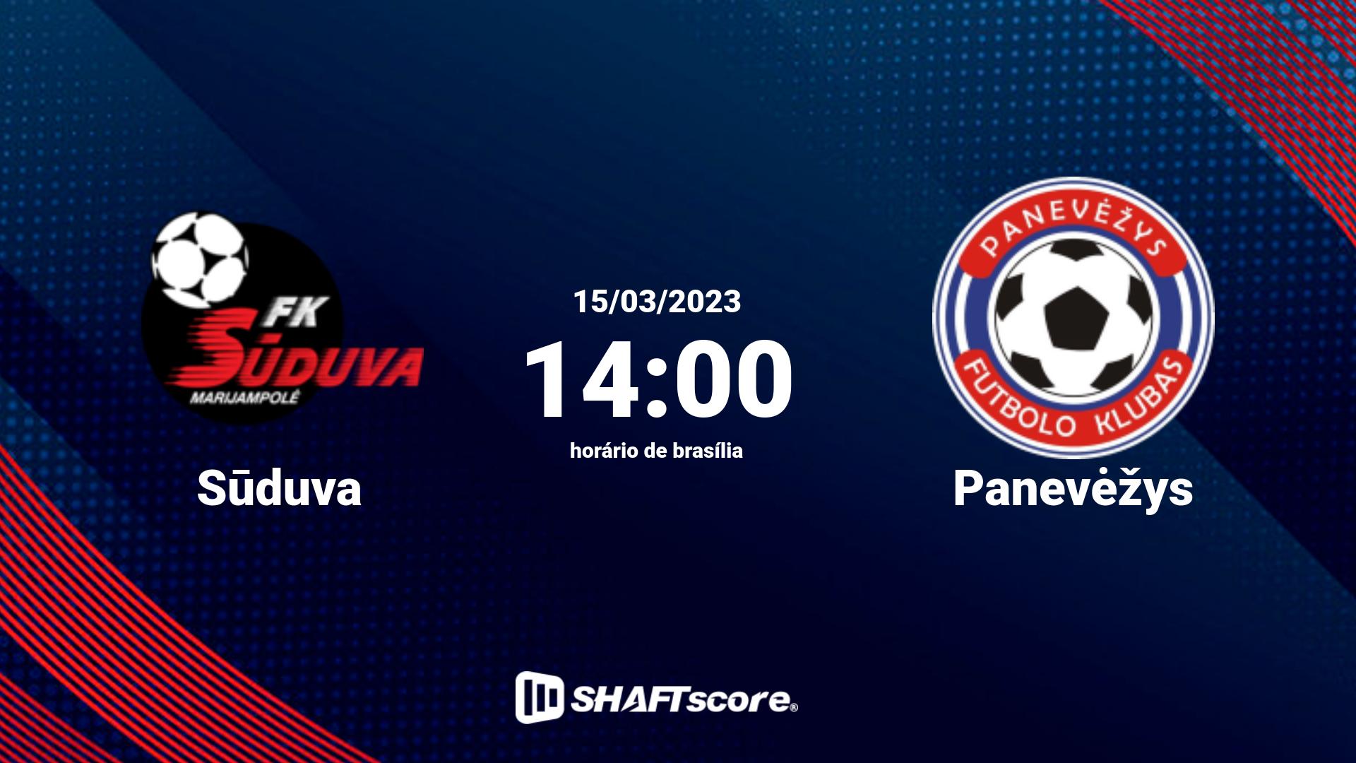 Estatísticas do jogo Sūduva vs Panevėžys 15.03 14:00