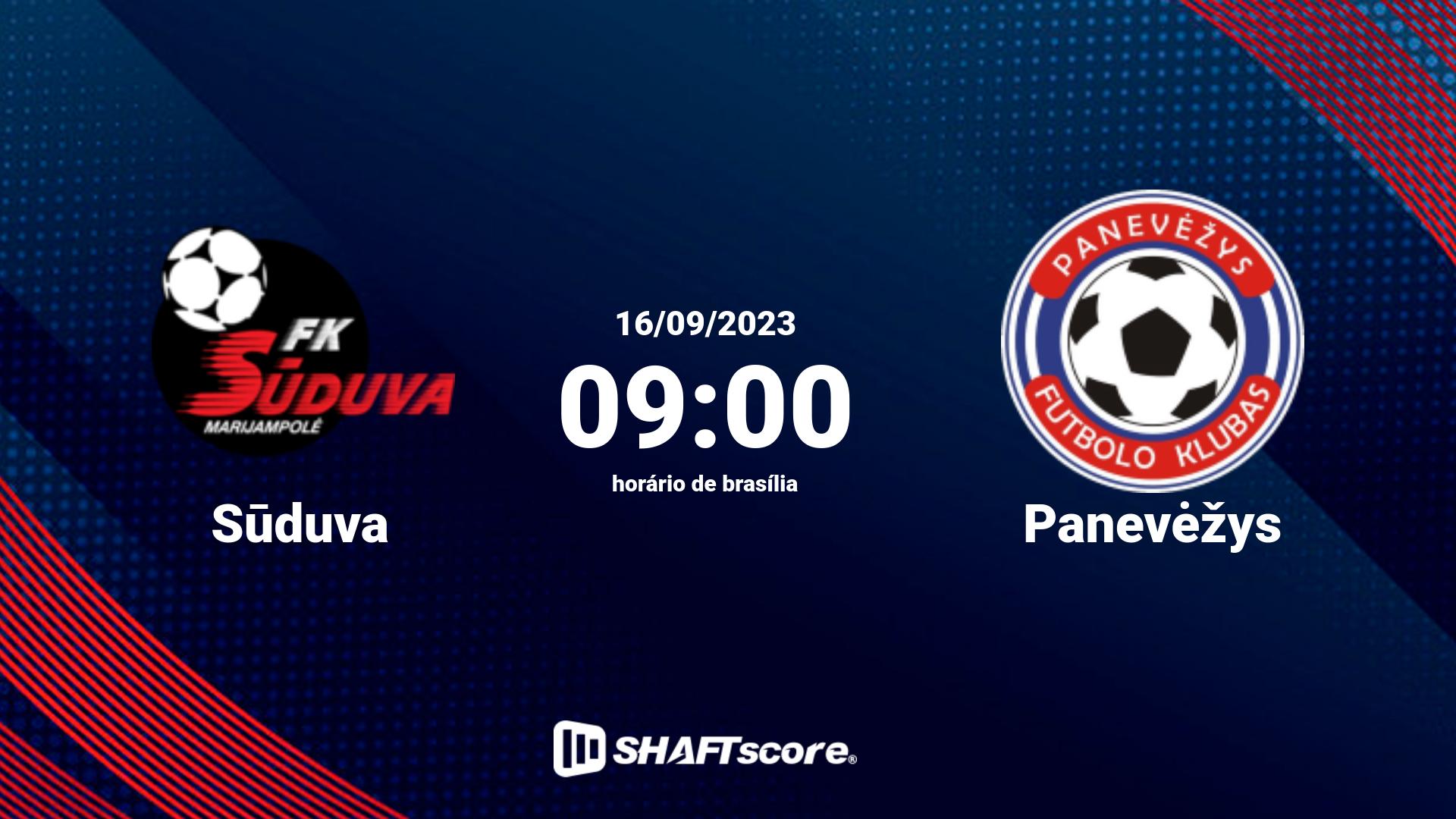 Estatísticas do jogo Sūduva vs Panevėžys 16.09 09:00