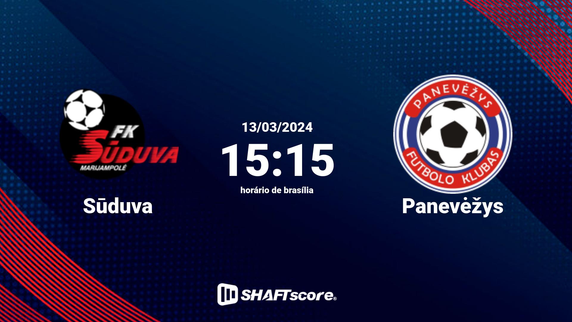 Estatísticas do jogo Sūduva vs Panevėžys 13.03 15:15