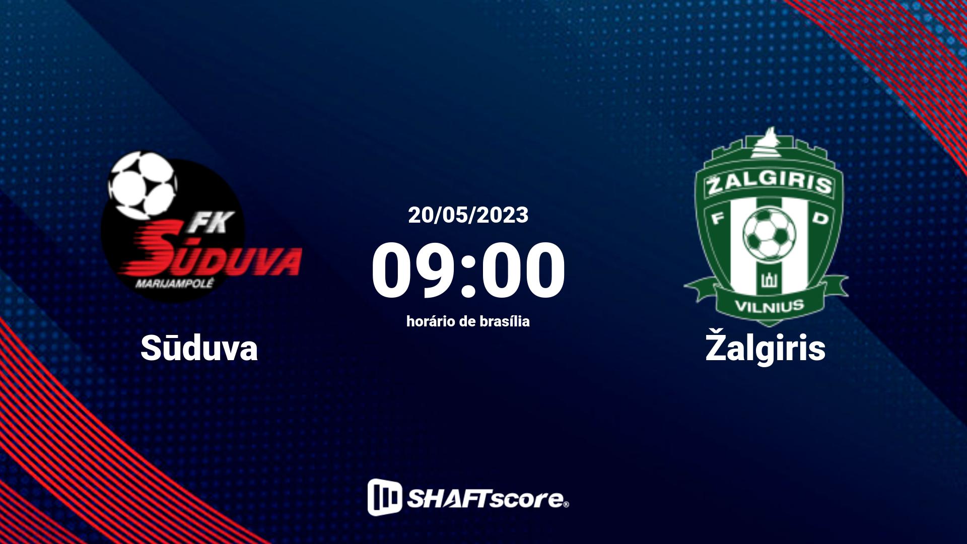 Estatísticas do jogo Sūduva vs Žalgiris 20.05 09:00