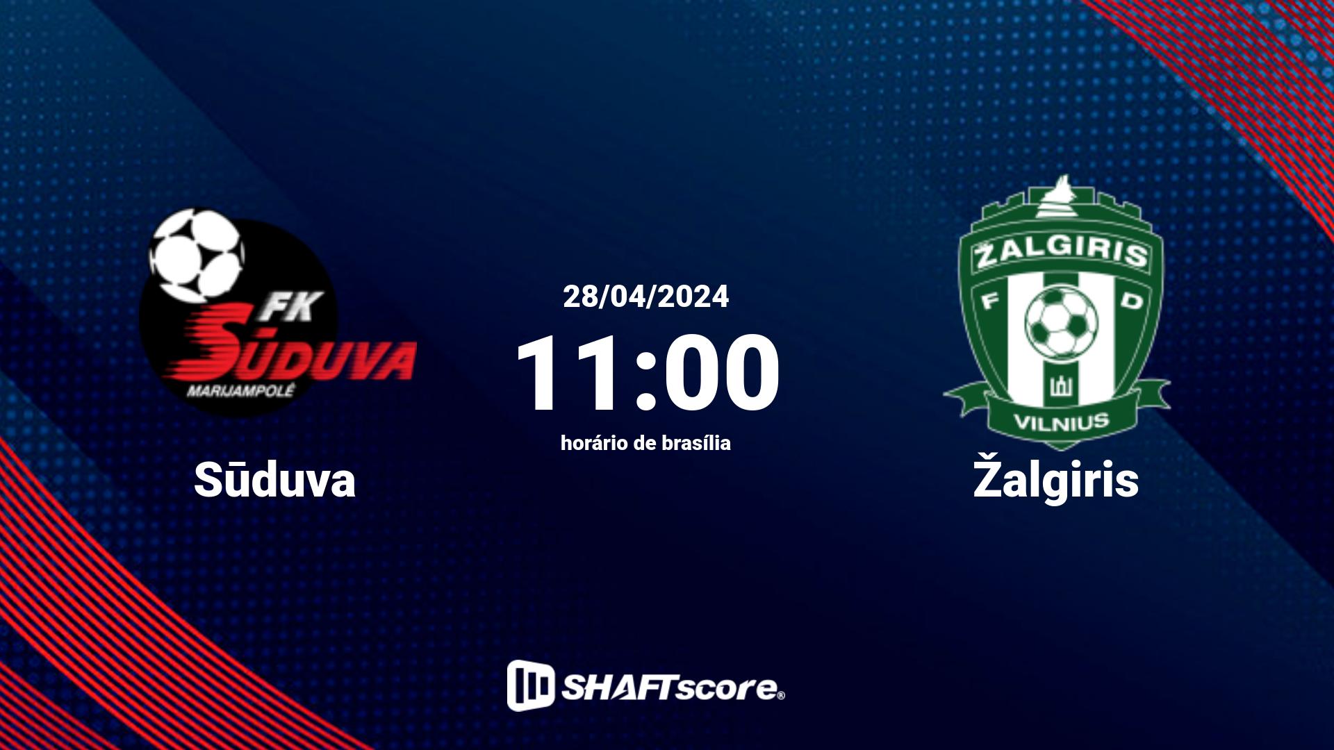 Estatísticas do jogo Sūduva vs Žalgiris 28.04 11:00