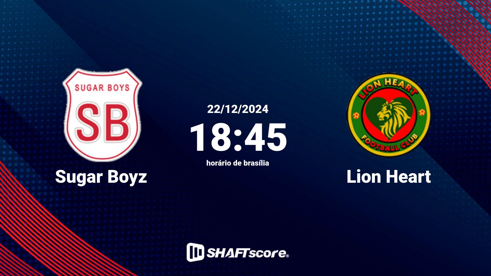 Estatísticas do jogo Sugar Boyz vs Lion Heart 22.12 18:45