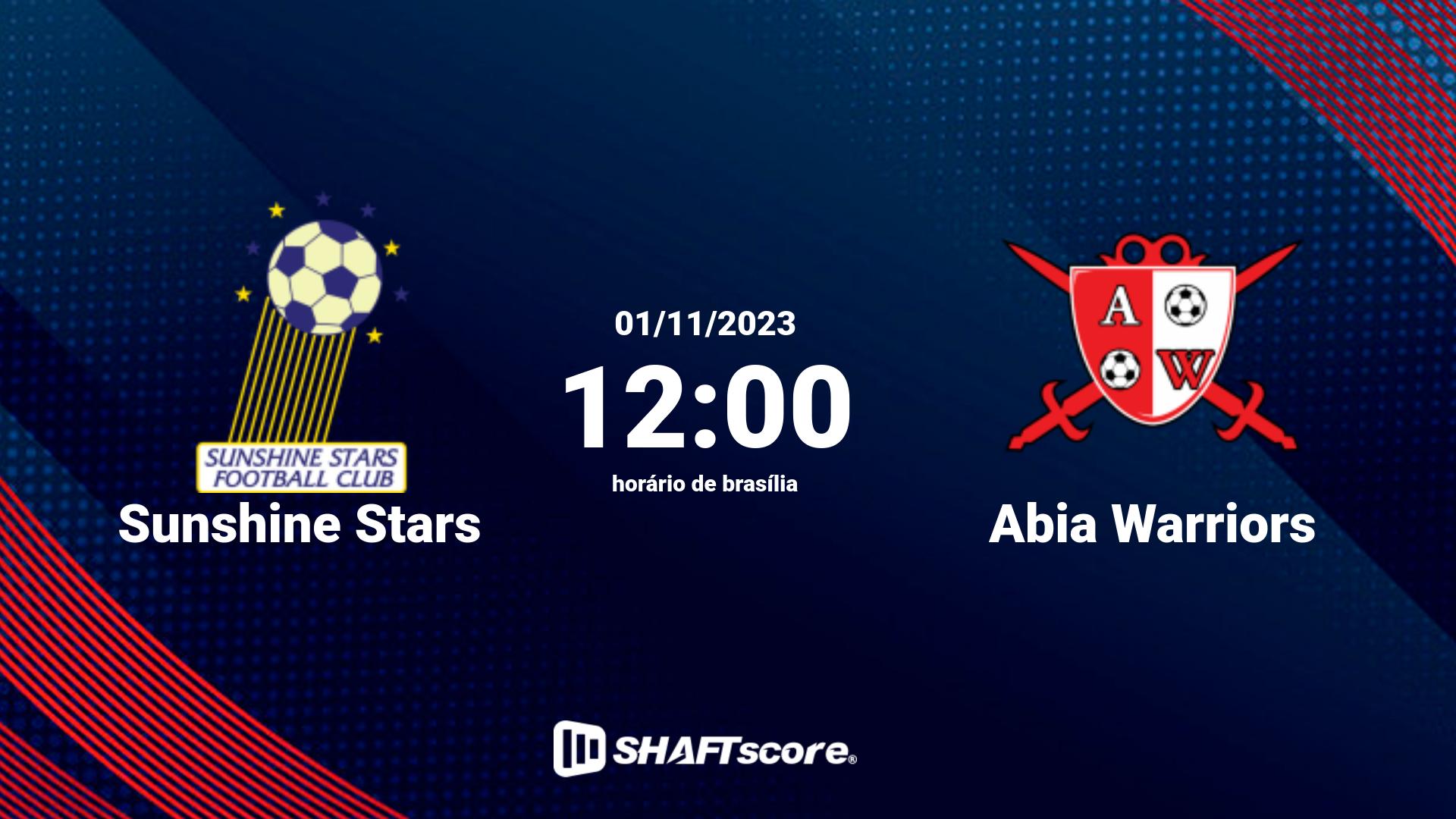 Estatísticas do jogo Sunshine Stars vs Abia Warriors 01.11 12:00