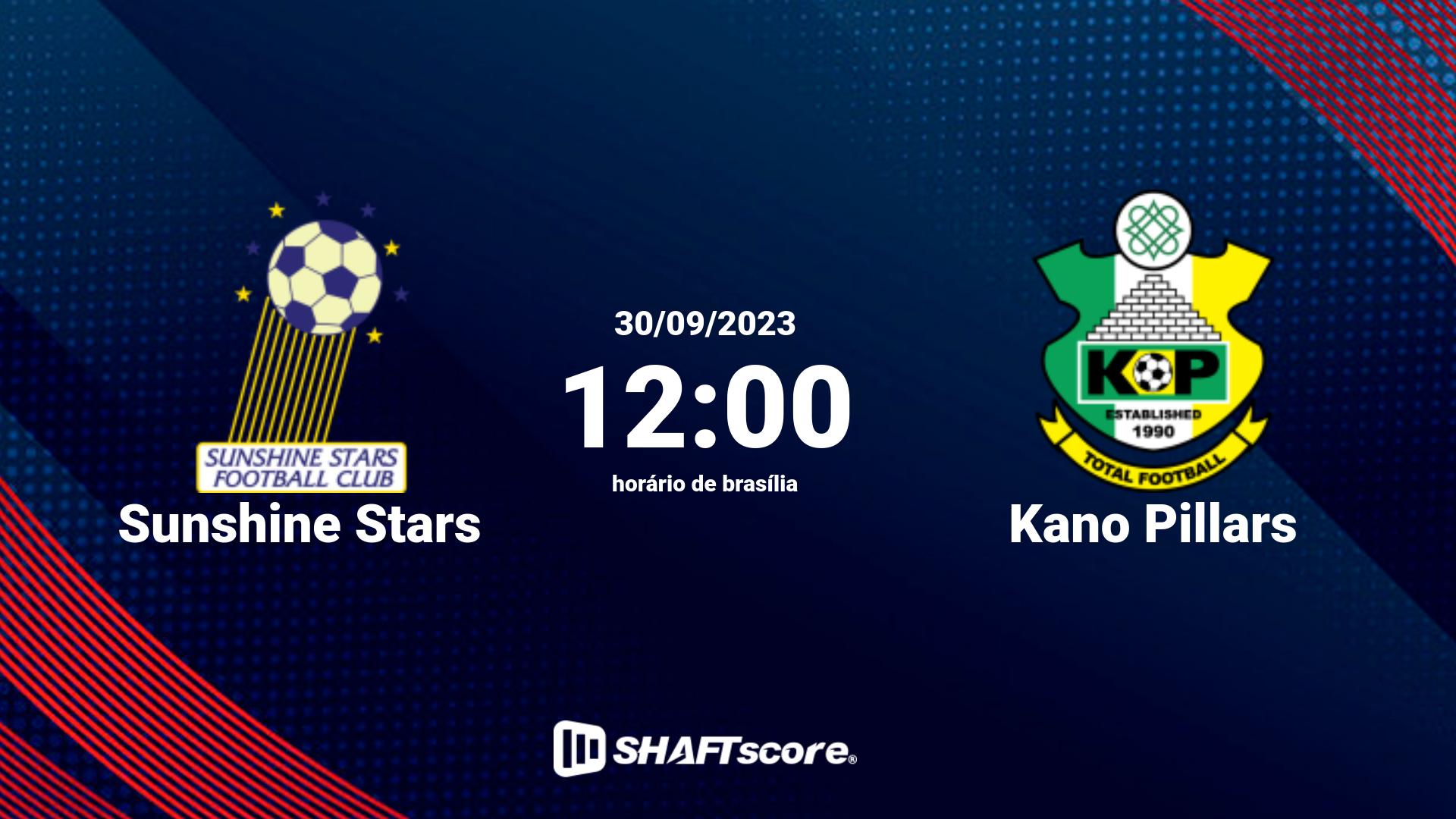 Estatísticas do jogo Sunshine Stars vs Kano Pillars 30.09 12:00