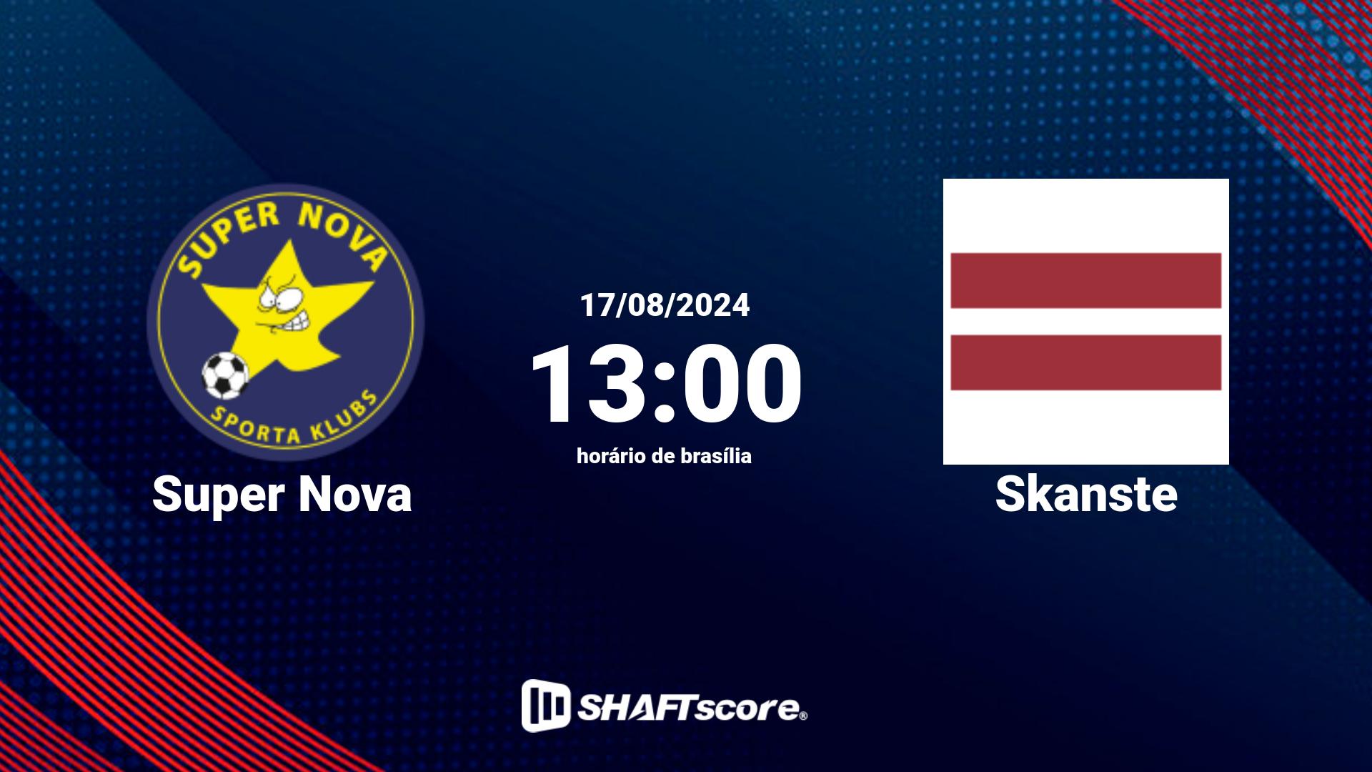 Estatísticas do jogo Super Nova vs Skanste 17.08 13:00