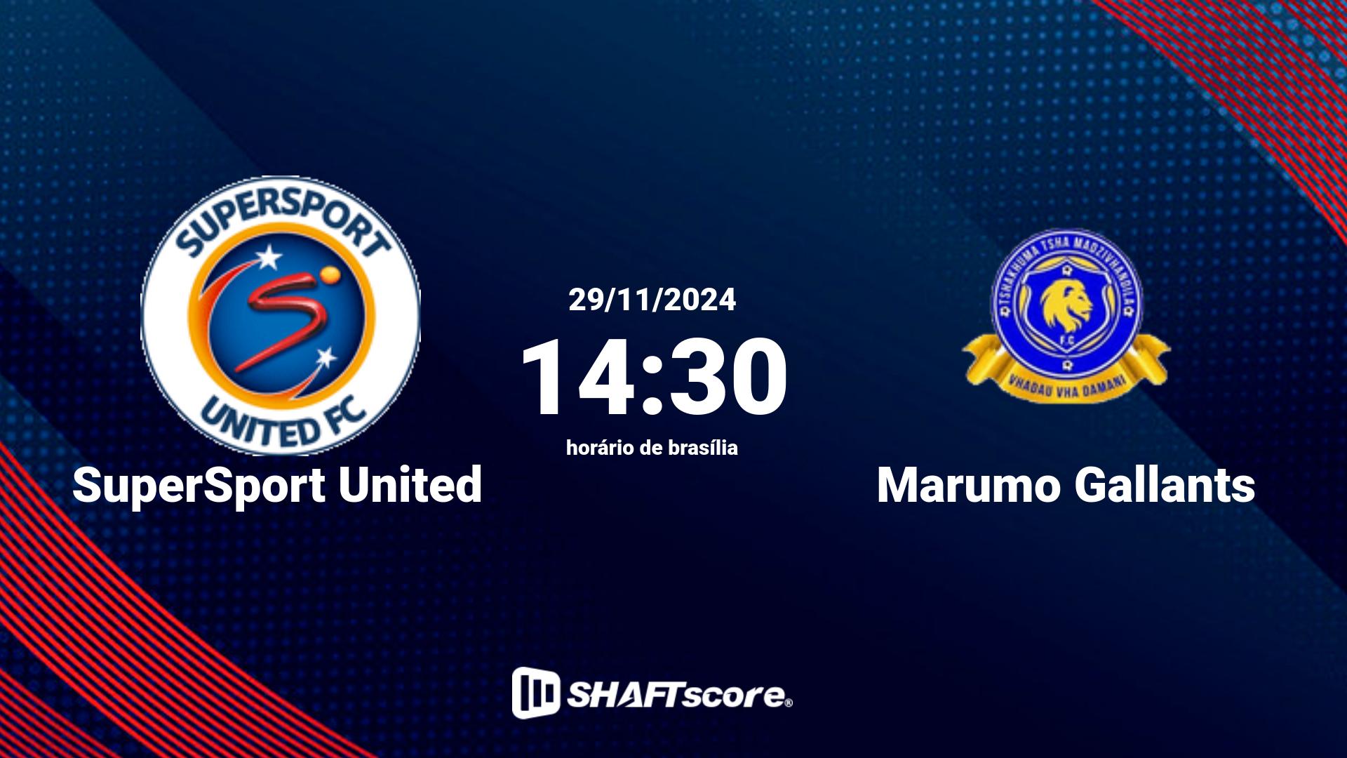 Estatísticas do jogo SuperSport United vs Marumo Gallants 29.11 14:30