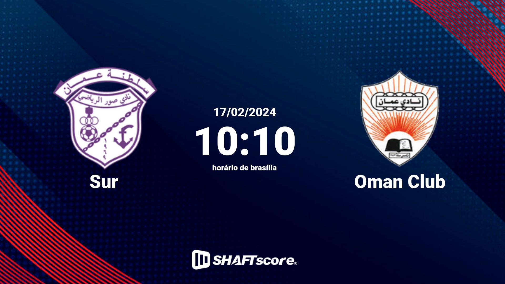 Estatísticas do jogo Sur vs Oman Club 17.02 10:10