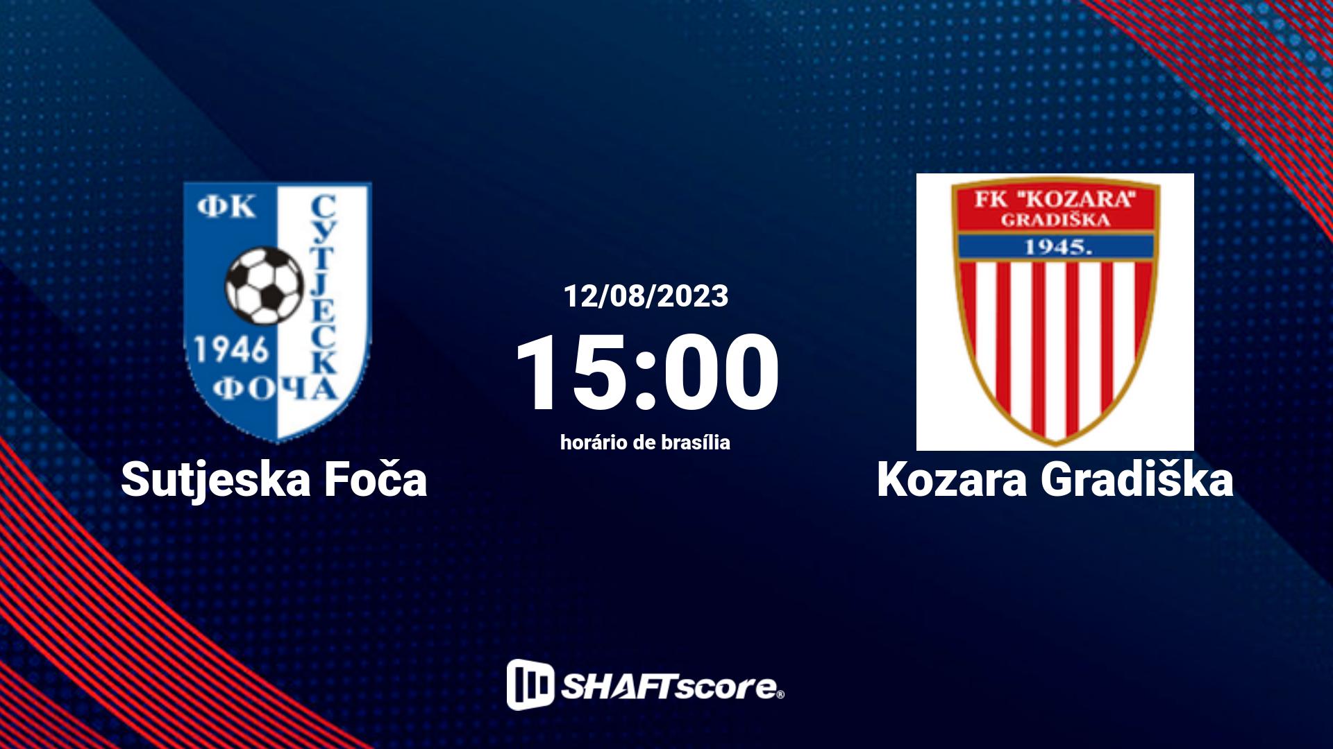 Estatísticas do jogo Sutjeska Foča vs Kozara Gradiška 12.08 15:00