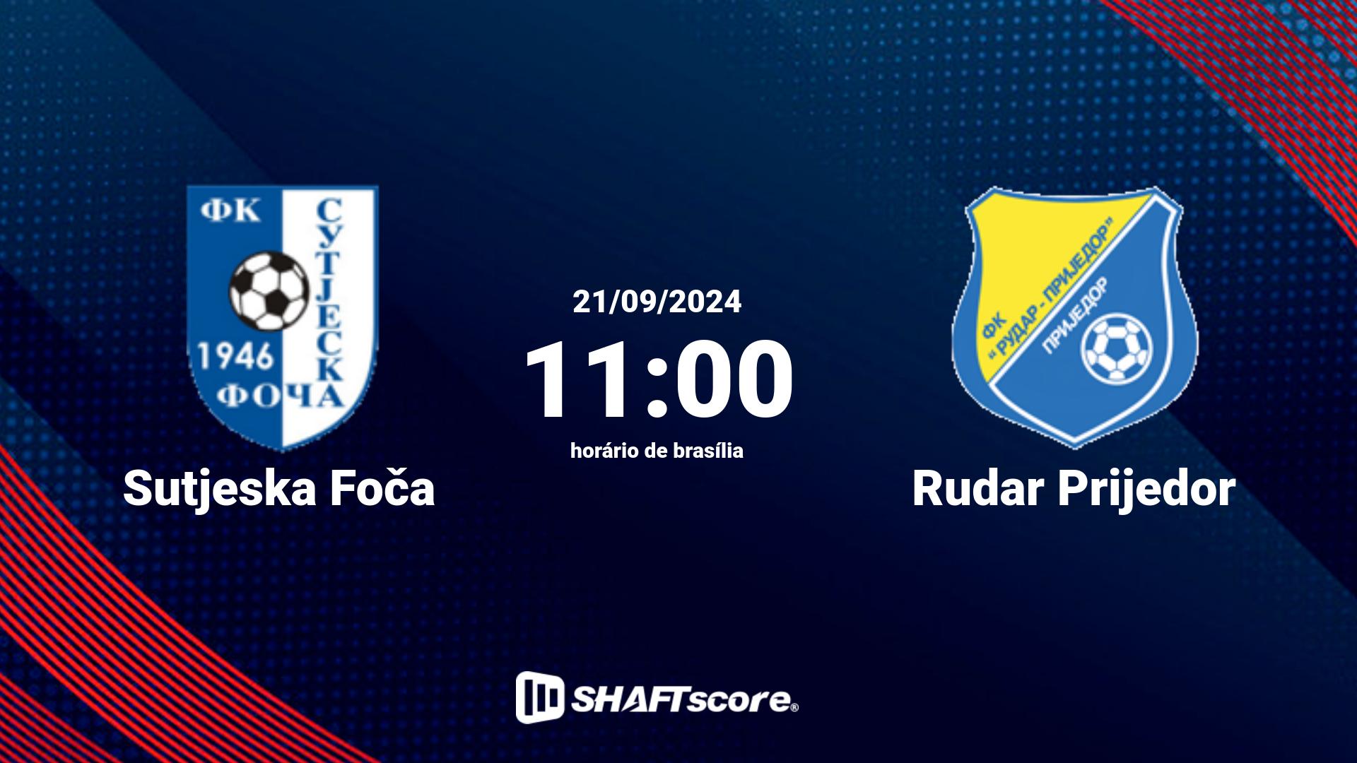 Estatísticas do jogo Sutjeska Foča vs Rudar Prijedor 21.09 13:00