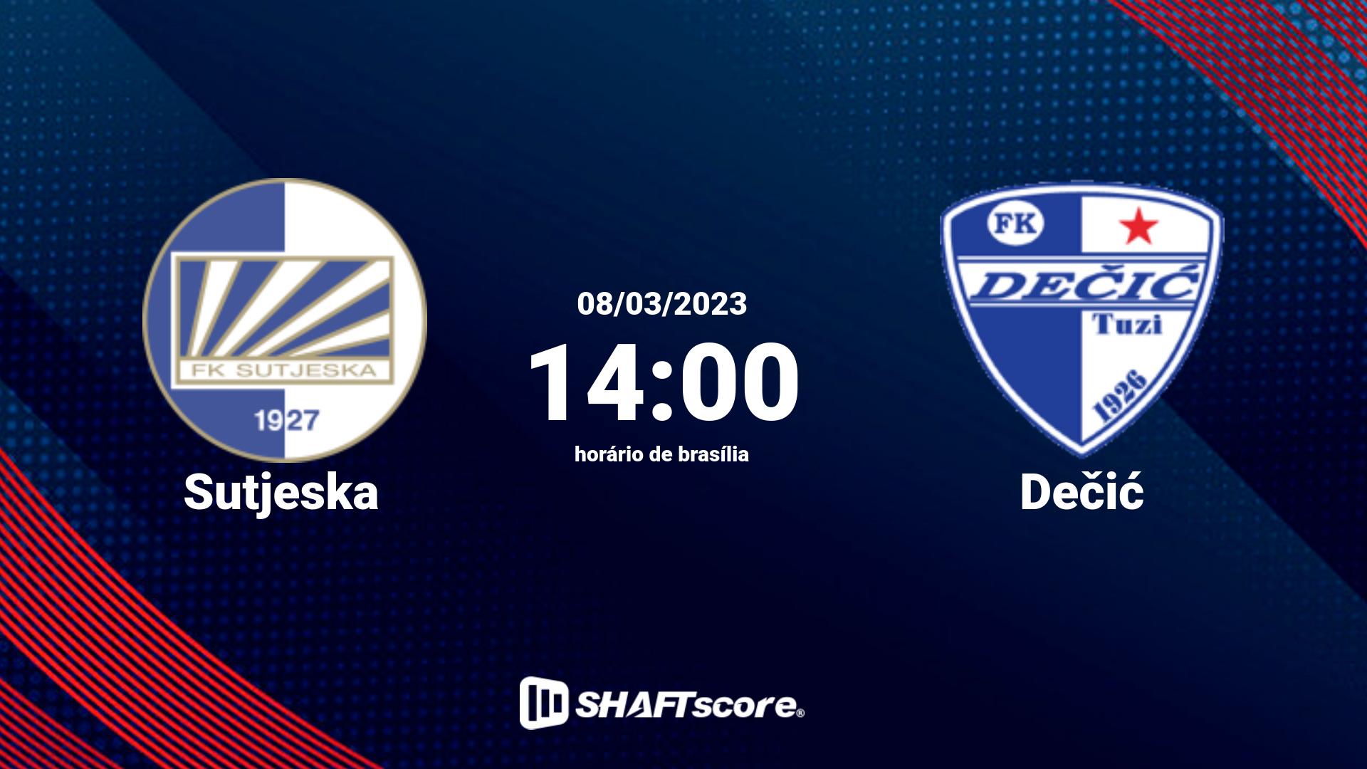 Estatísticas do jogo Sutjeska vs Dečić 08.03 14:00