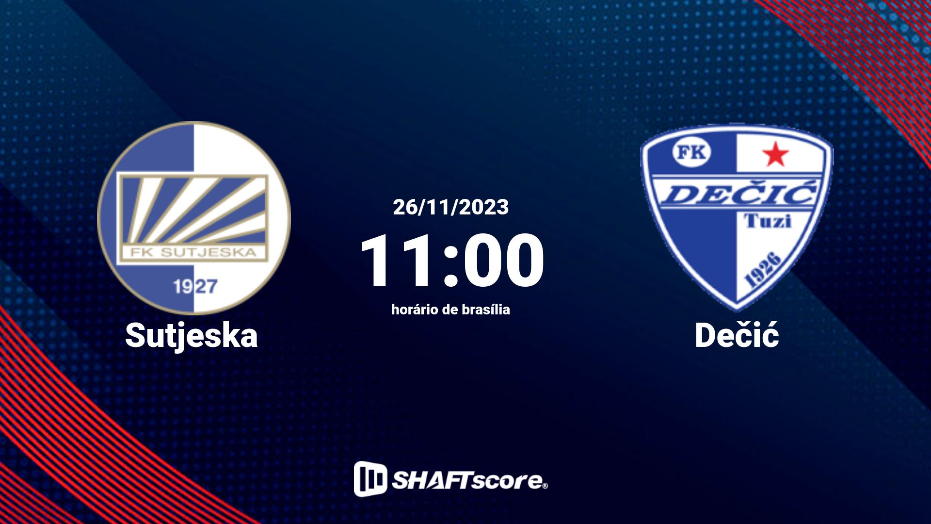 Estatísticas do jogo Sutjeska vs Dečić 26.11 11:00