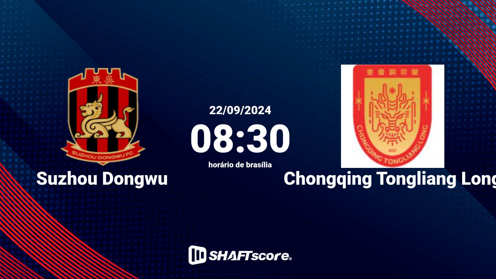 Estatísticas do jogo Suzhou Dongwu vs Chongqing Tongliang Long 22.09 08:30