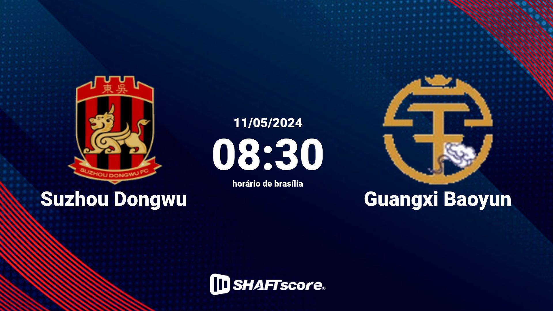 Estatísticas do jogo Suzhou Dongwu vs Guangxi Baoyun 11.05 08:30