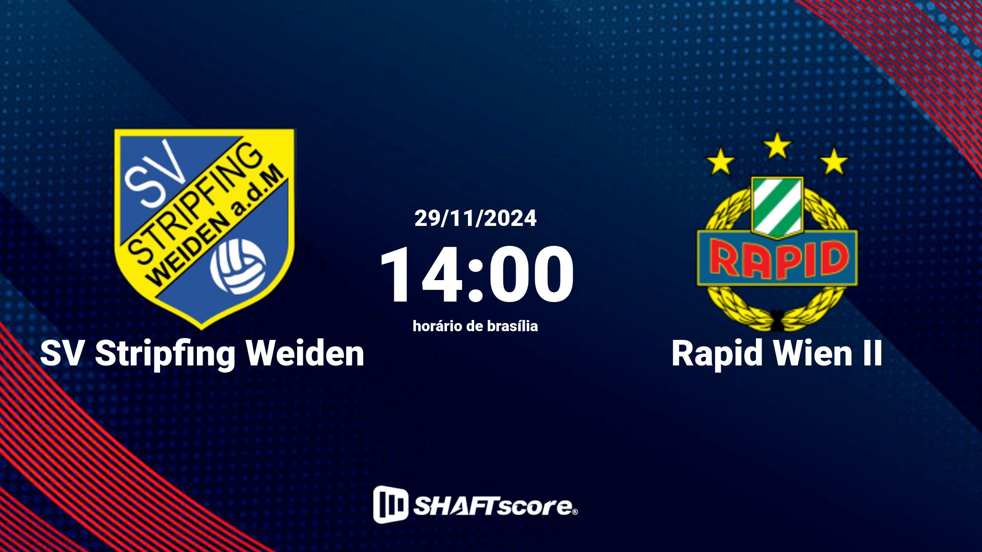 Estatísticas do jogo SV Stripfing Weiden vs Rapid Wien II 29.11 14:00