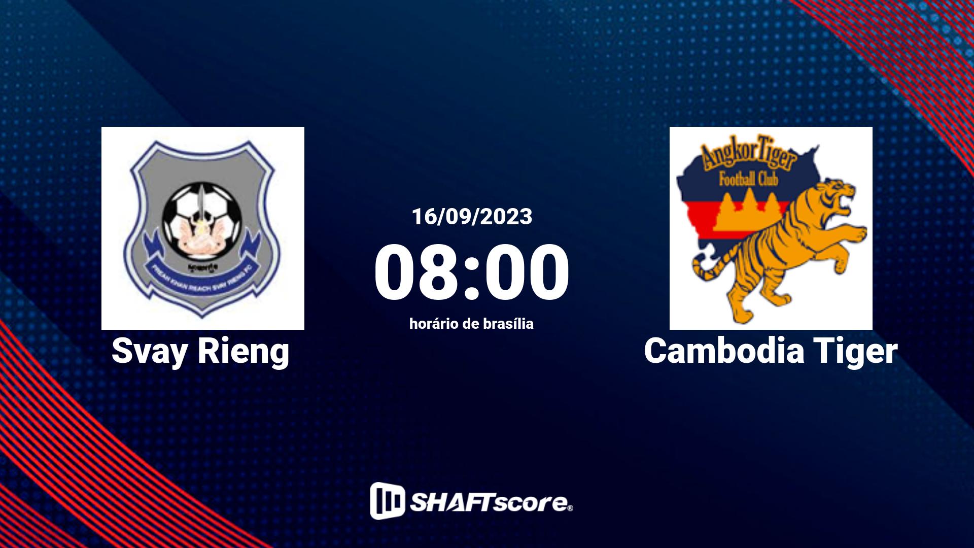 Estatísticas do jogo Svay Rieng vs Cambodia Tiger 16.09 08:00