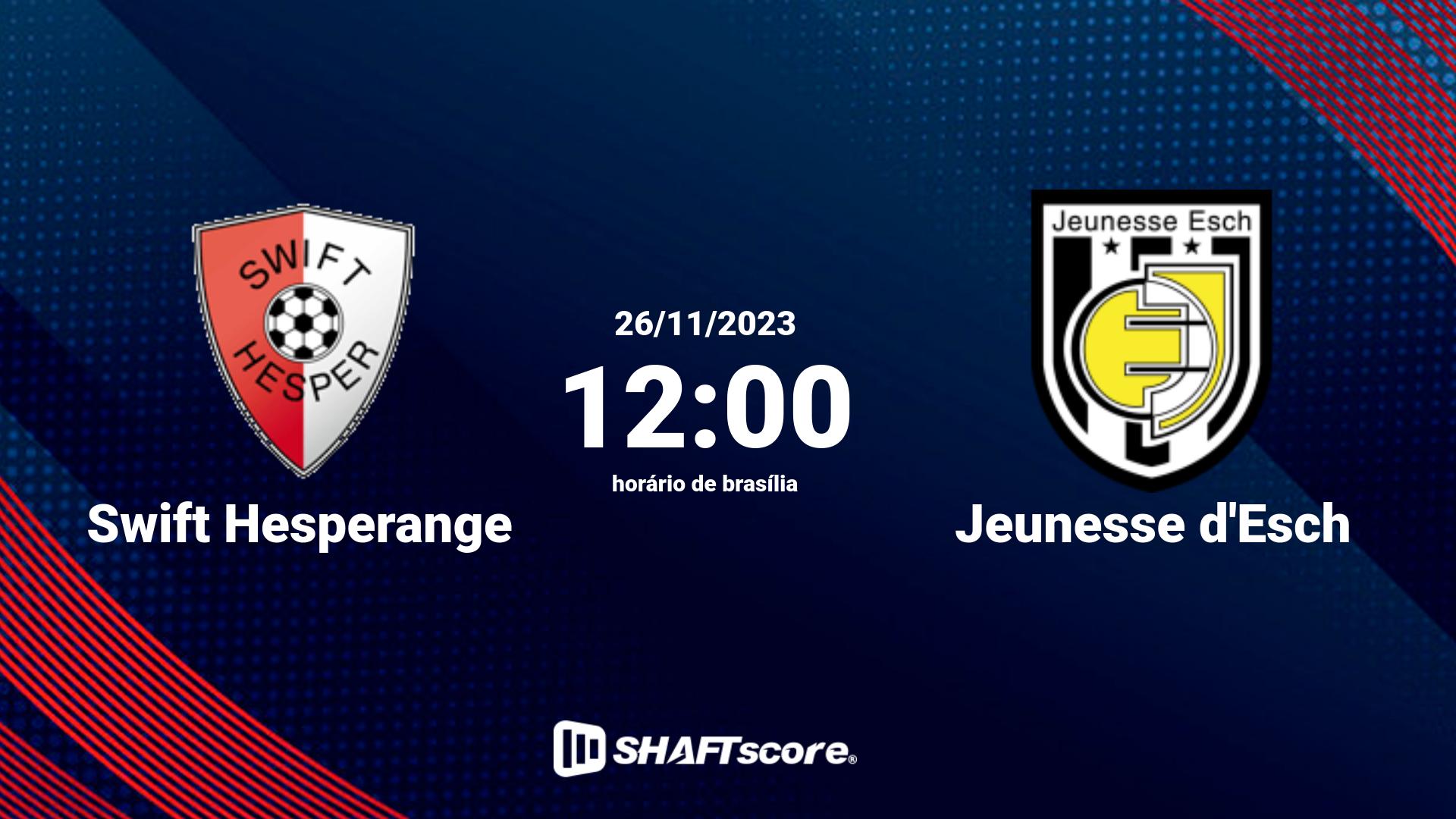 Estatísticas do jogo Swift Hesperange vs Jeunesse d'Esch 26.11 12:00