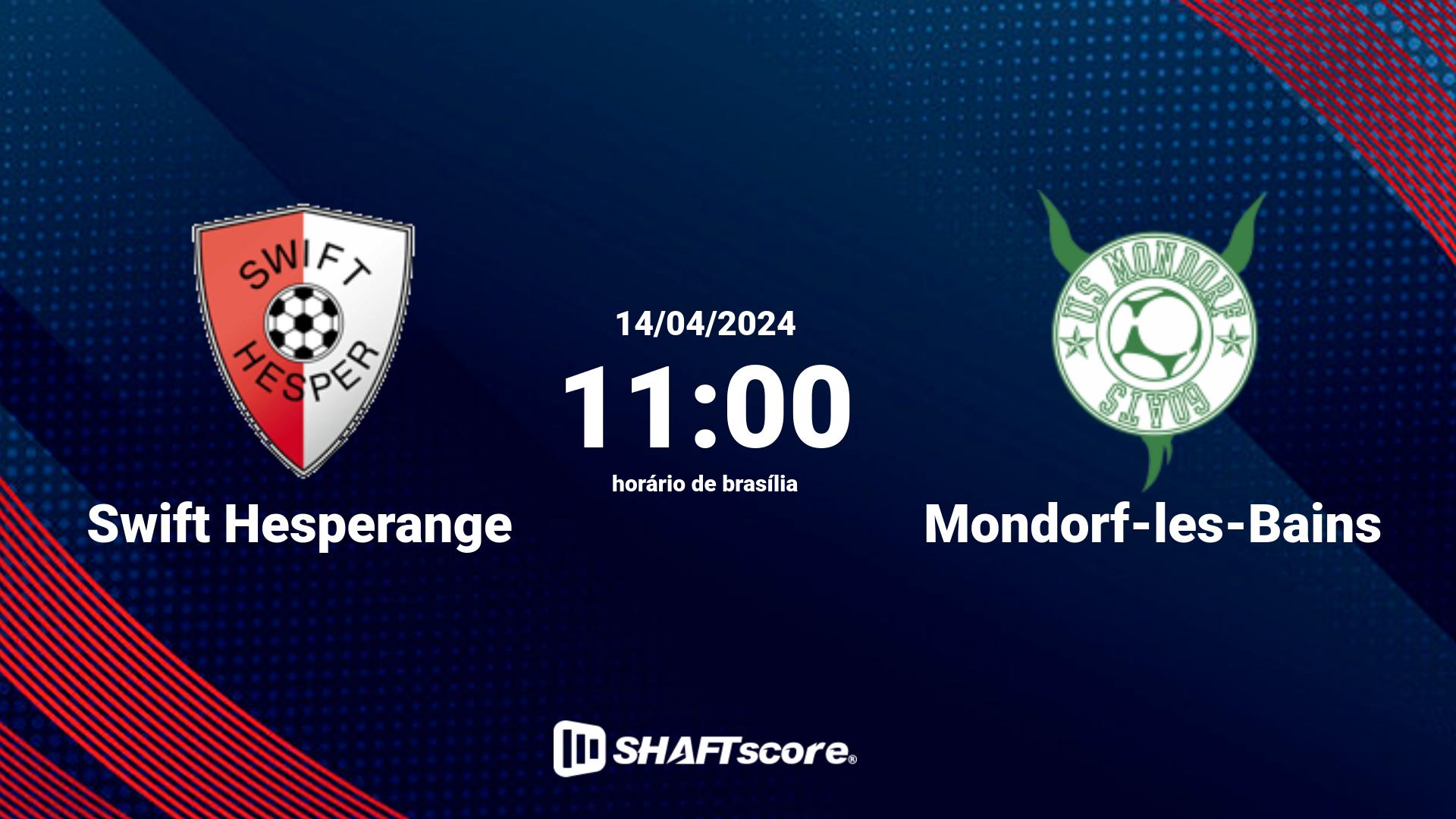 Estatísticas do jogo Swift Hesperange vs Mondorf-les-Bains 14.04 11:00