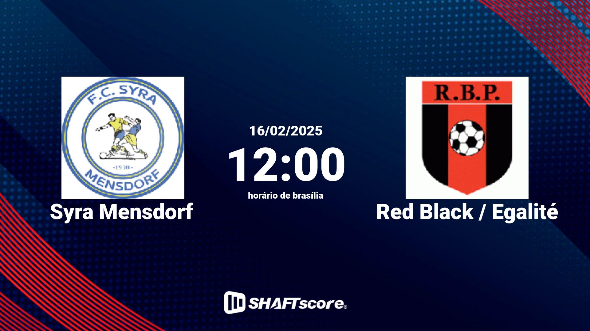 Estatísticas do jogo Syra Mensdorf vs Red Black / Egalité 16.02 12:00